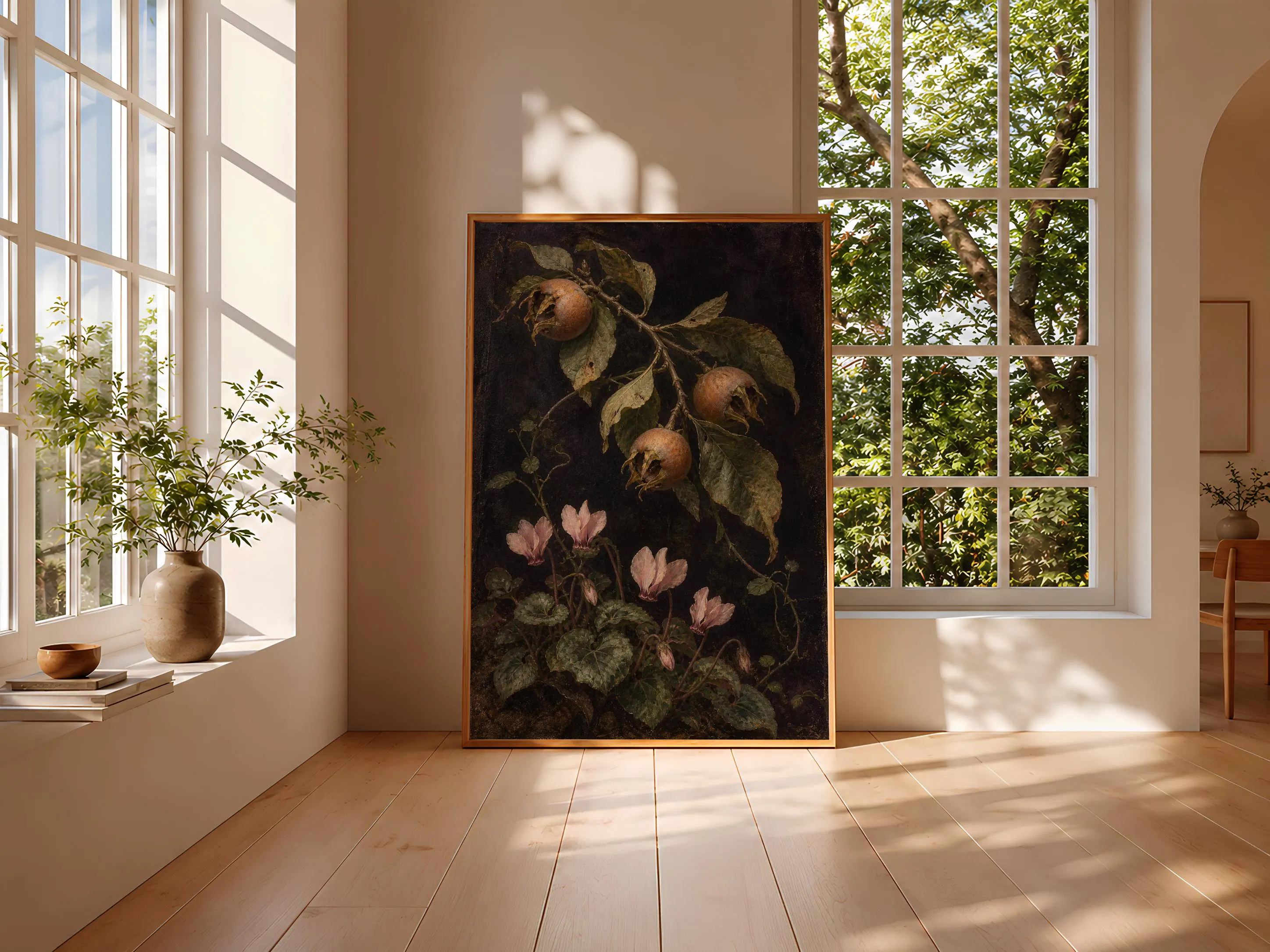 Medlar Fruit Wall Art, Vintage Botanical Oil Painting, Moody Country Kitchen Decor – Calm Wall Art by Artsify thumbnail 3