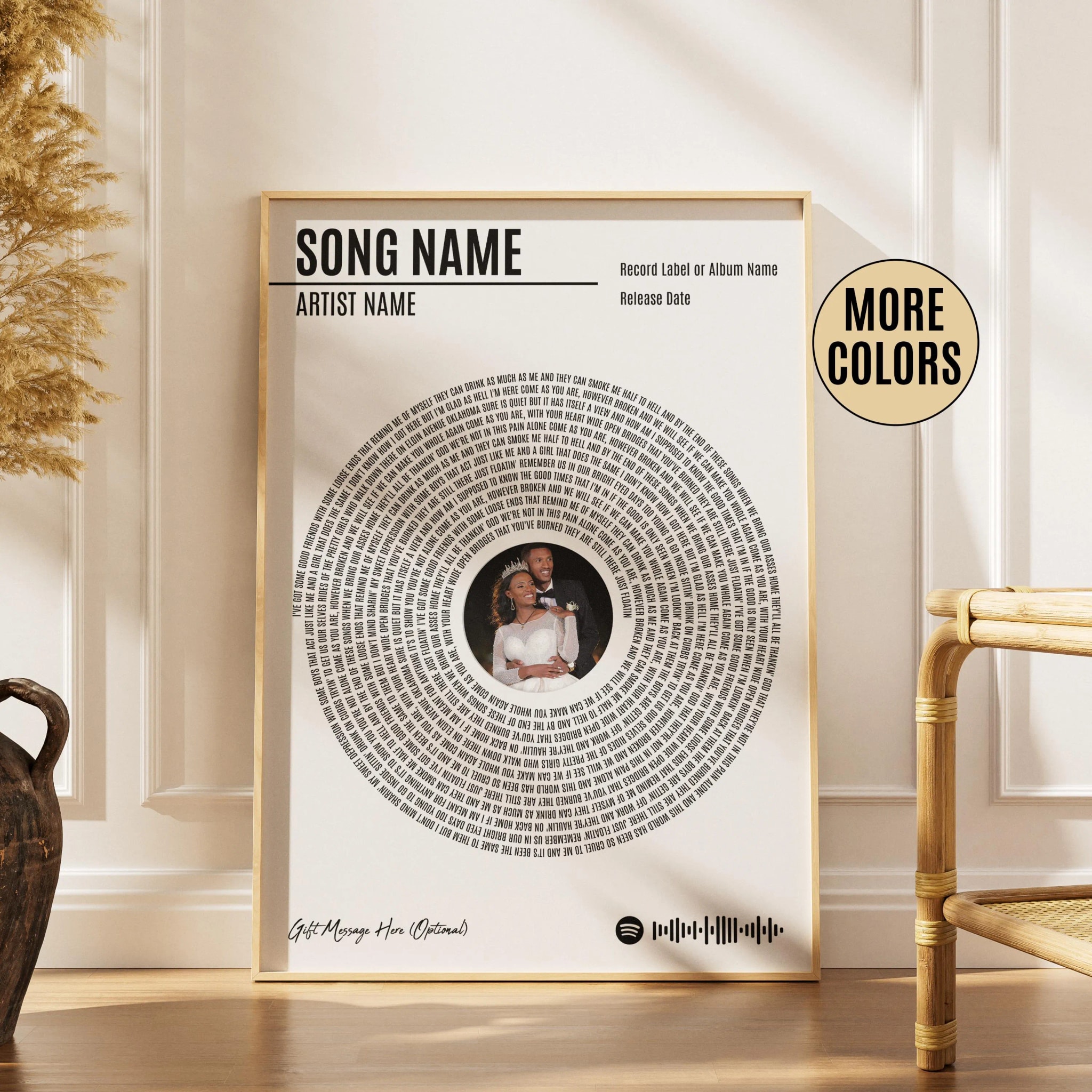 Custom Vinyl Lyrics Print, Personalised Music Poster, Customizable Music Gift, Anniversary Gift, Wedding Song Dance, Valentine's Gift – Calm Wall Art by Artsify