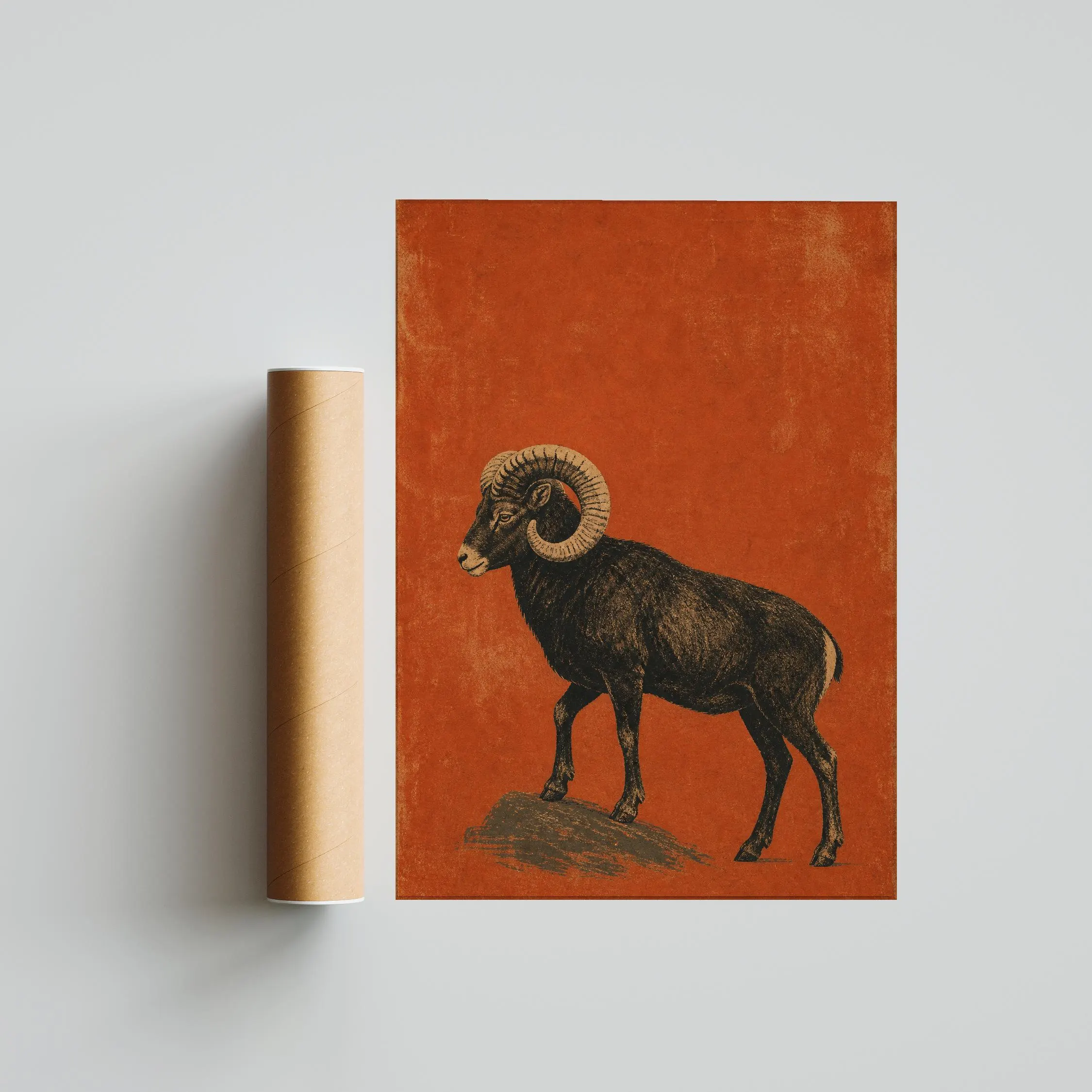 Vintage Ram Poster Print, Mountain Sheep Wall Art, Terracotta Animal Decor, Mid Century Lodge Art, Housewarming Gift – Calm Wall Art by Artsify thumbnail 5