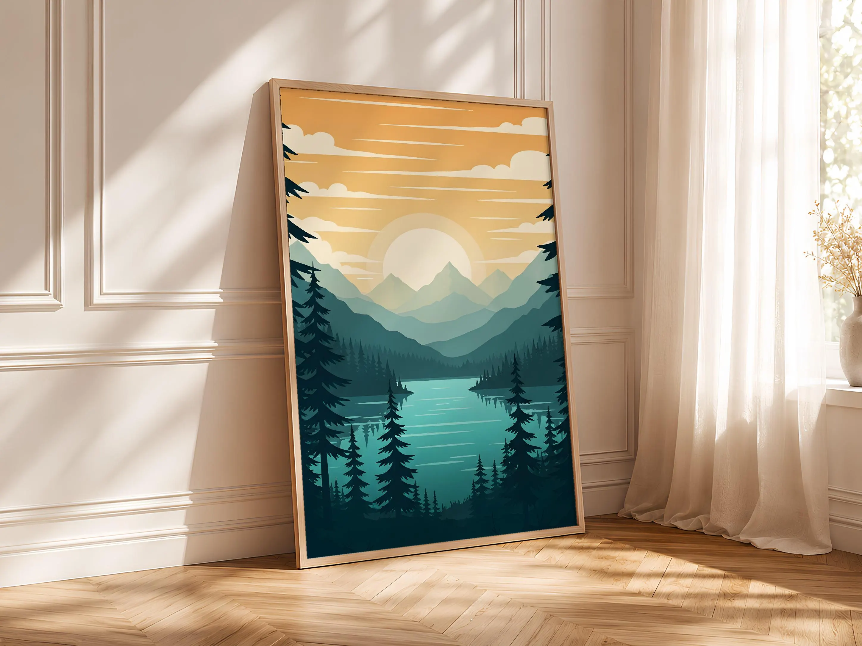 National Park Lake Poster, Vintage WPA Style Travel Print, Cabin Wall Art Decor, Unframed – Calm Wall Art by Artsify thumbnail 4
