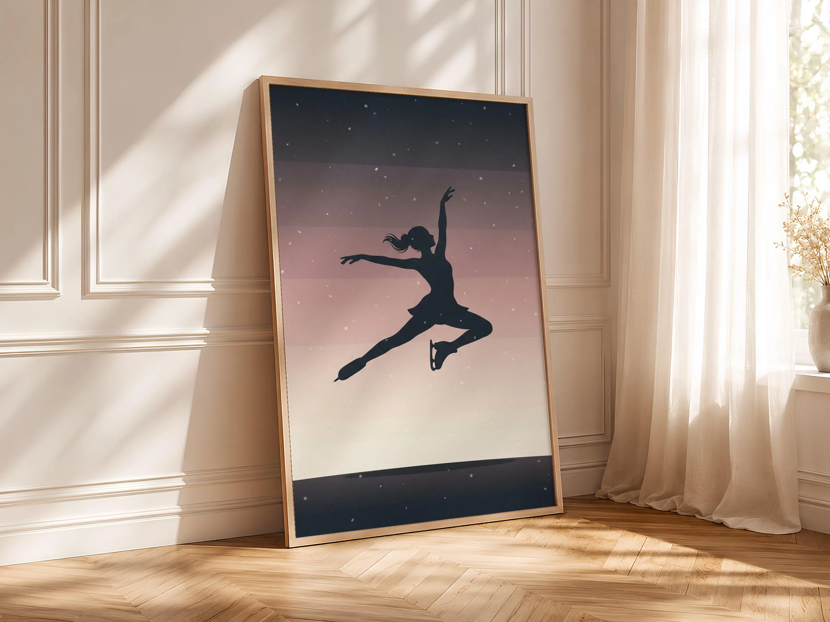 Ice Skater Print, Winter Jump Poster, Charcoal Rose Wall Art, Skating Gift, Housewarming Gift – Calm Wall Art by Artsify thumbnail 4