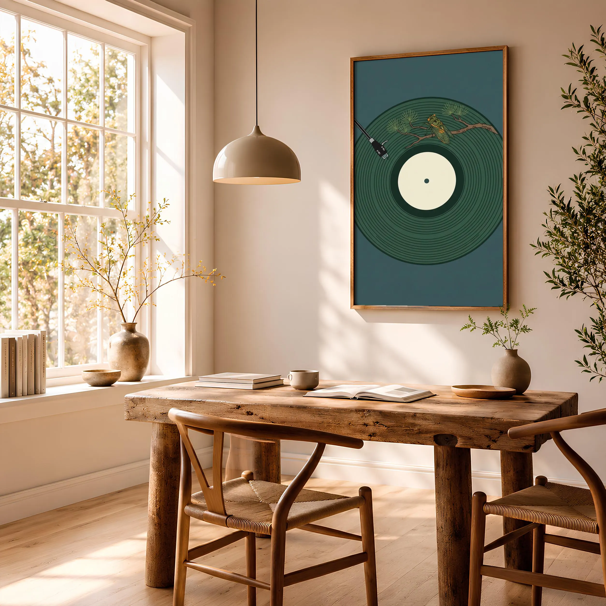 Cicada Vinyl Record Print, Japanese Summer Music Poster, Forest Green Wall Art, Zen Gift – Calm Wall Art by Artsify thumbnail 2