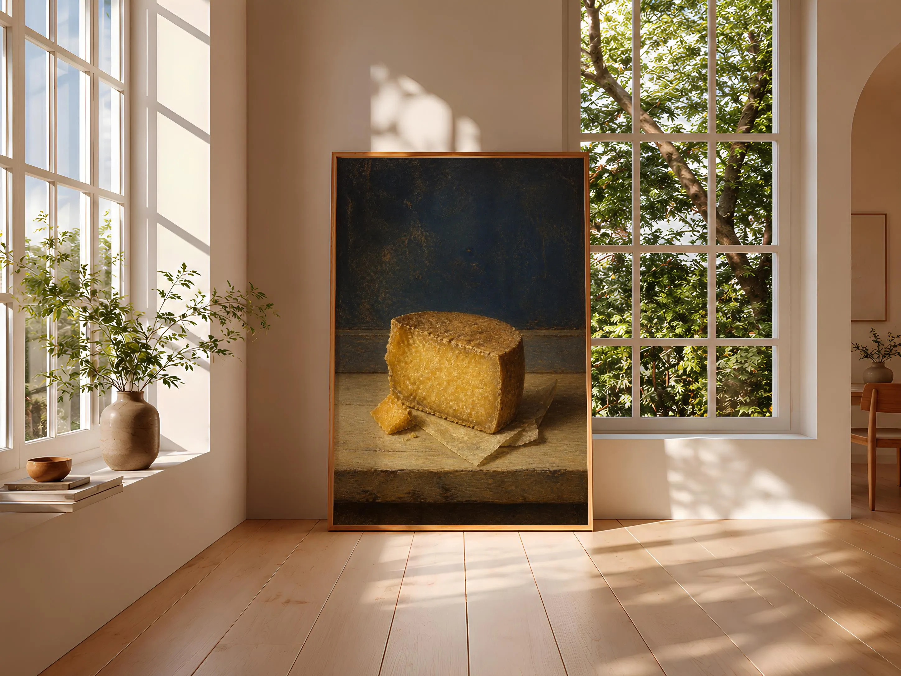 Aged Cheese Wall Art, Rustic Dutch Still Life, Golden Amber Kitchen Print – Calm Wall Art by Artsify thumbnail 3