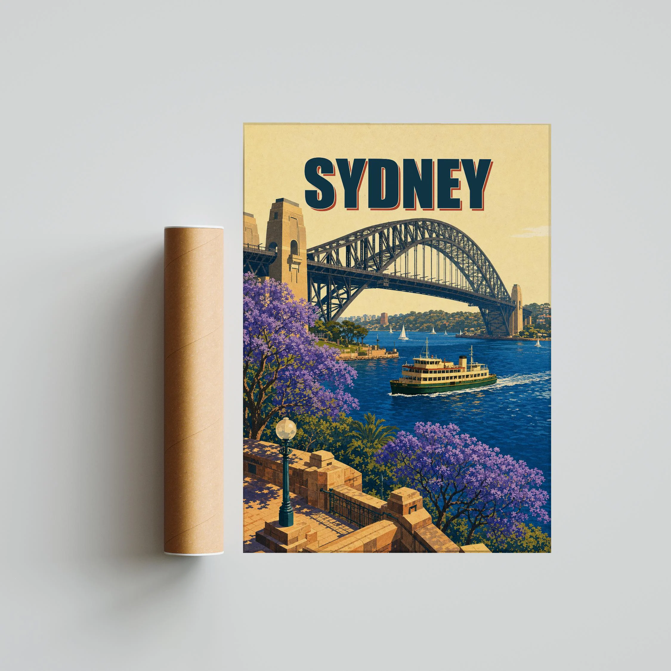 Sydney Travel Poster Print, Vintage Skyline Wall Art, Bold Typography Poster, City Name Wall Decor, Housewarming Gift – Calm Wall Art by Artsify thumbnail 5