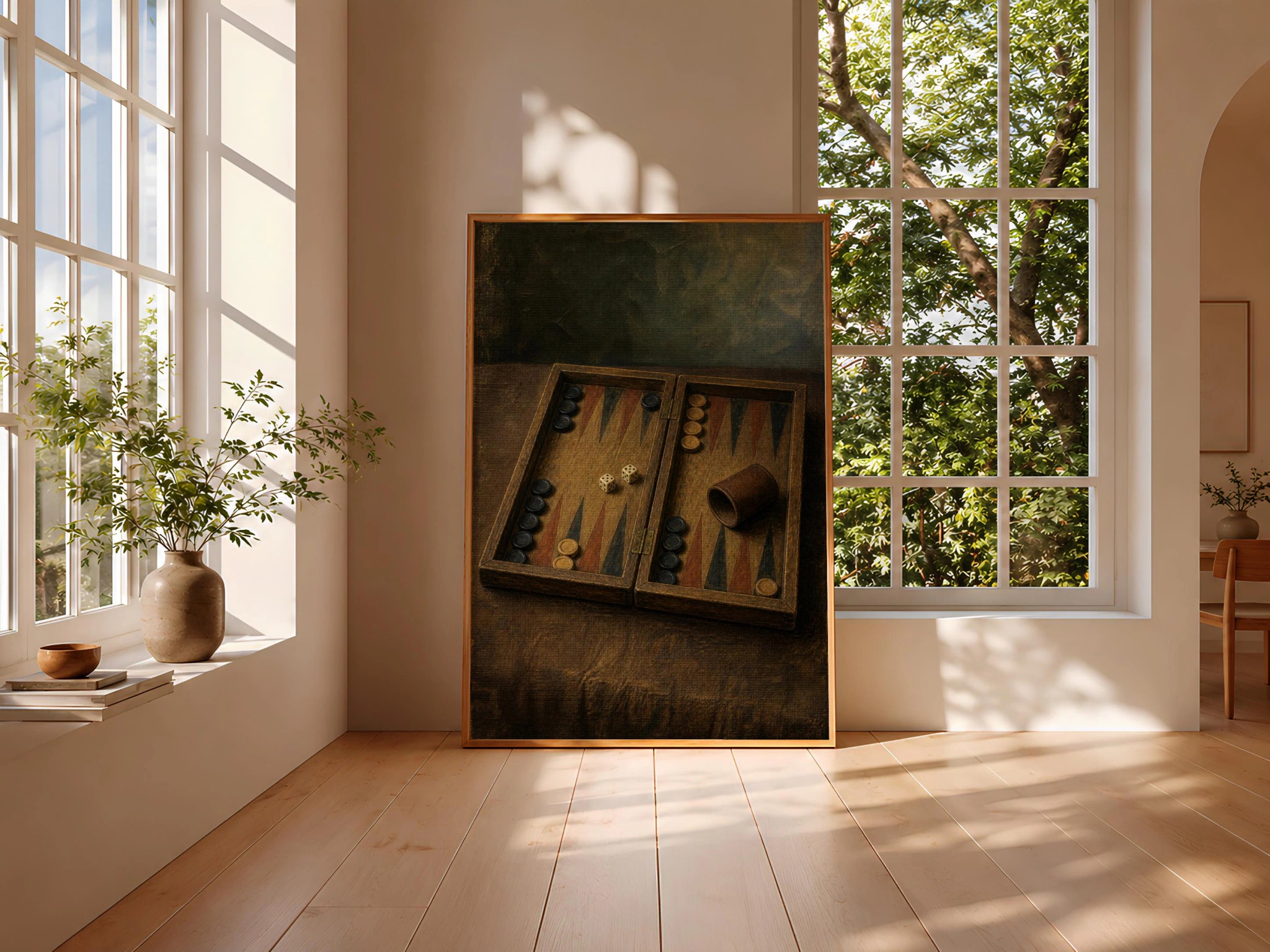 Backgammon Wall Art, Old World Tavern Still Life, Warm Wood Game Room Print – Calm Wall Art by Artsify thumbnail 3