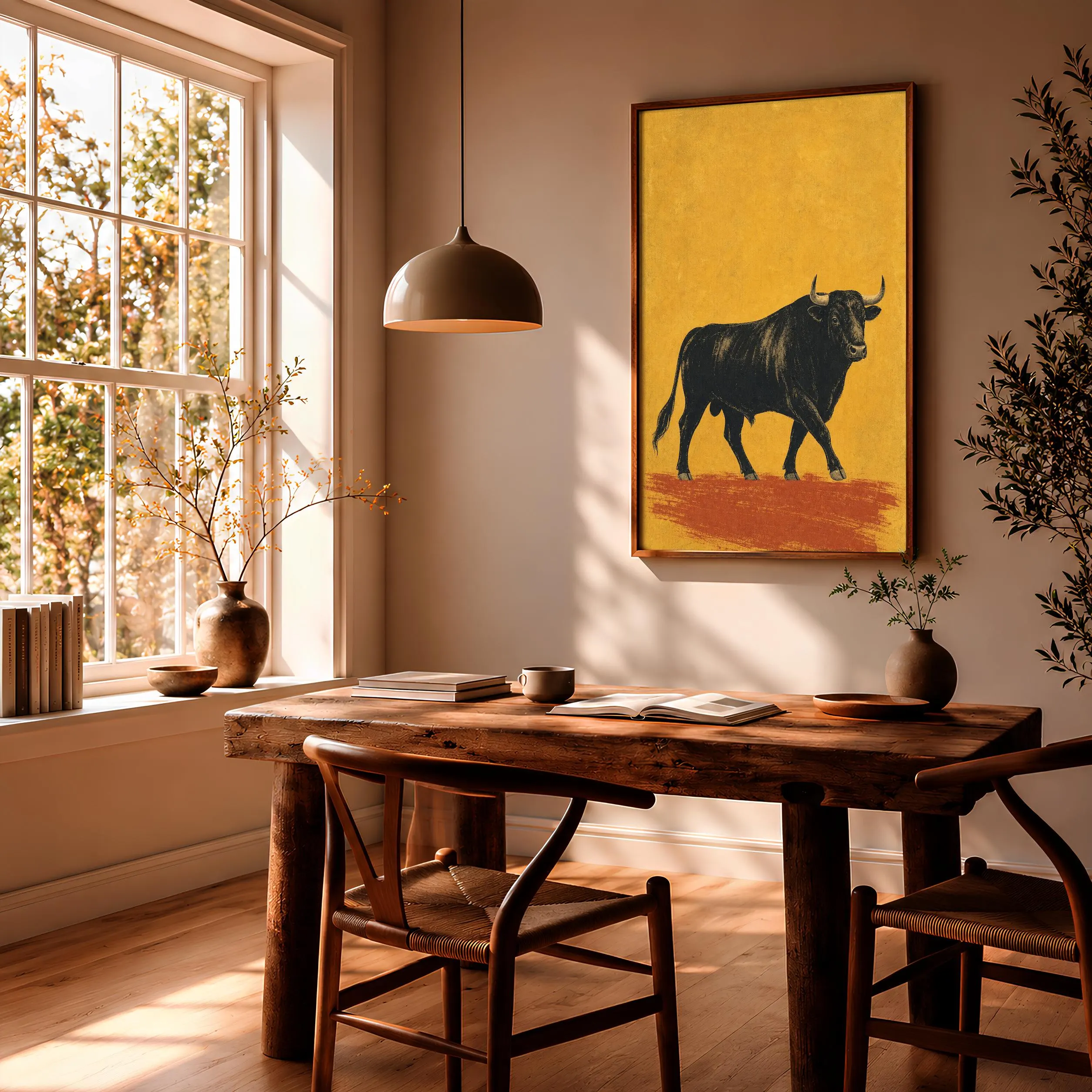Vintage Bull Poster Print, Minimalist Animal Wall Art, Spanish Bull Decor, Mid Century Ranch Art, Housewarming Gift – Calm Wall Art by Artsify thumbnail 2