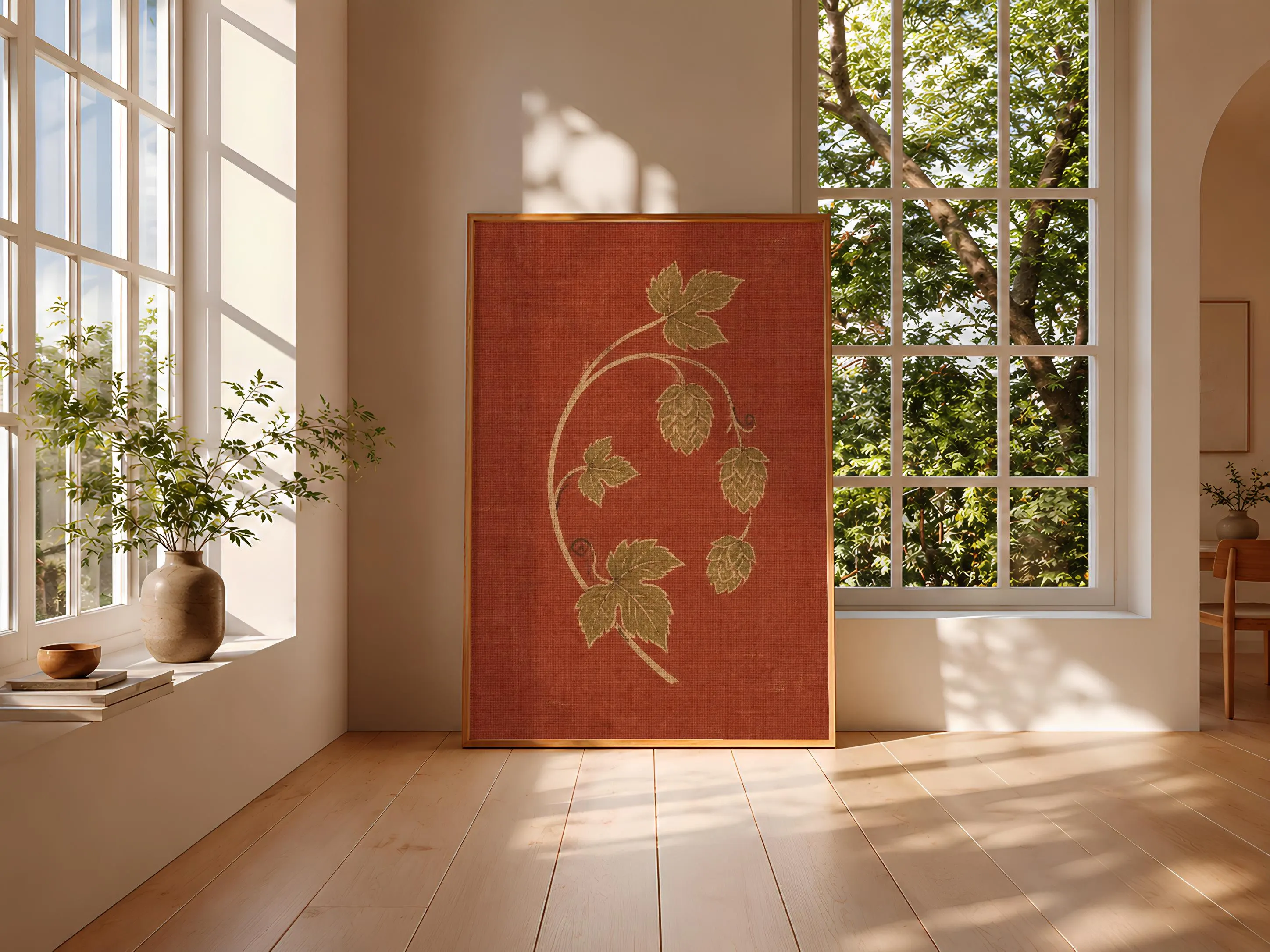 Hops Vine Wall Art, Minimalist Arts and Crafts Botanical Print, Rustic Brewery Decor – Calm Wall Art by Artsify thumbnail 3