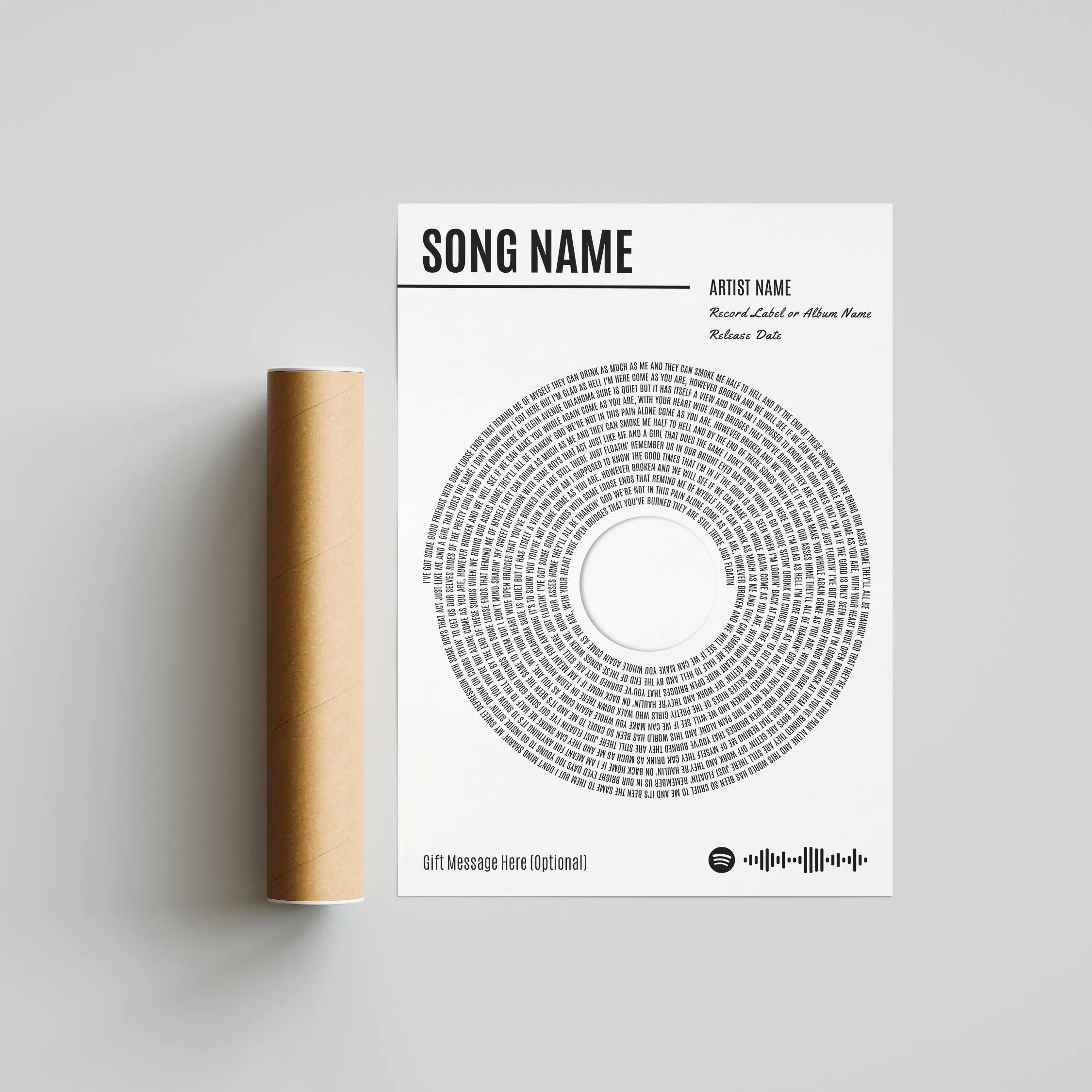 Custom Vinyl Lyrics Print, Personalised Music Poster, Customizable Music Gift, Anniversary Gift, Wedding Song Dance, Valentine's Gift – Calm Wall Art by Artsify thumbnail 4