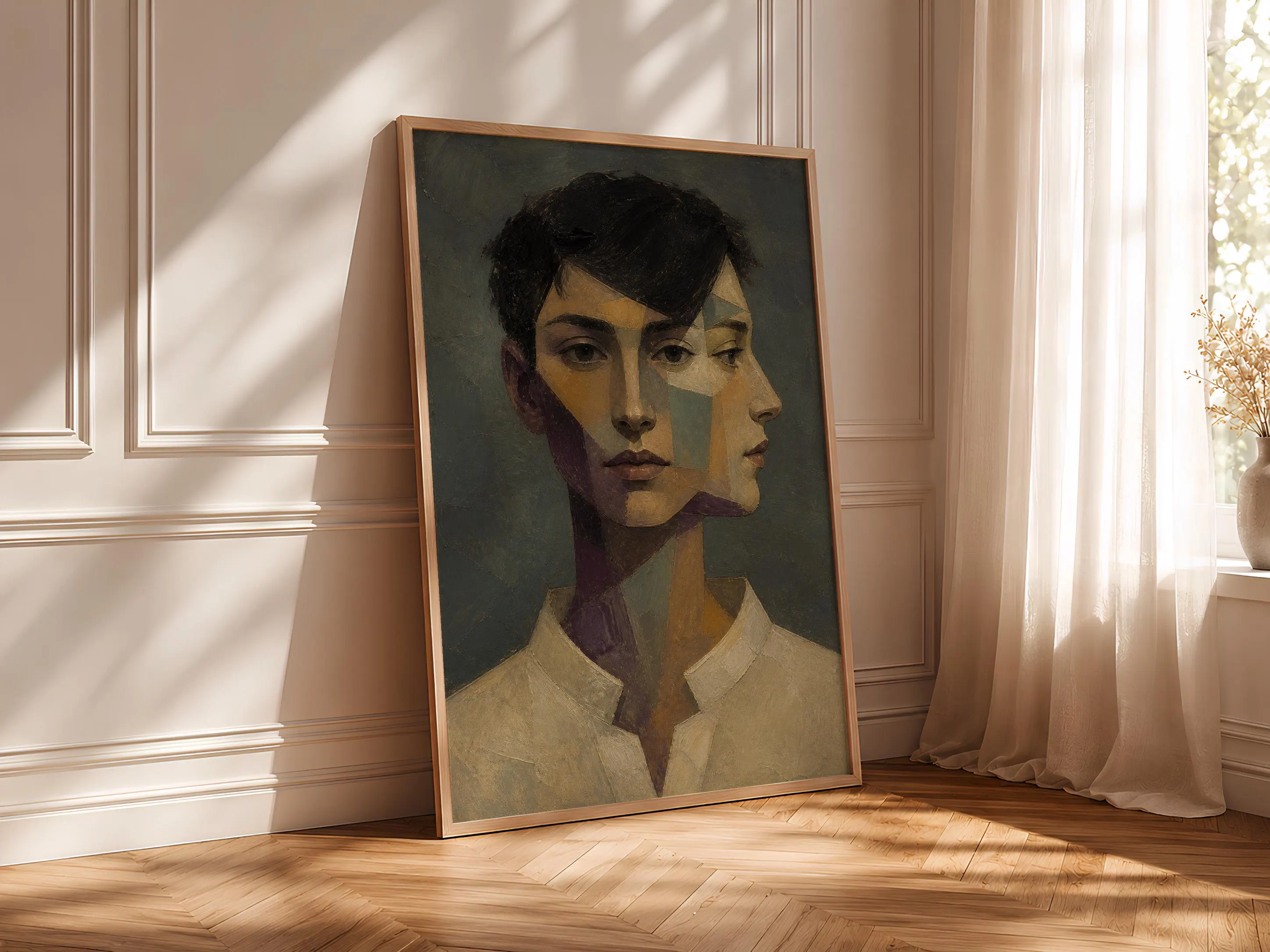 Dual View Portrait Print, Modernist Wall Art, Plum Celadon Poster, Housewarming Gift – Calm Wall Art by Artsify thumbnail 4
