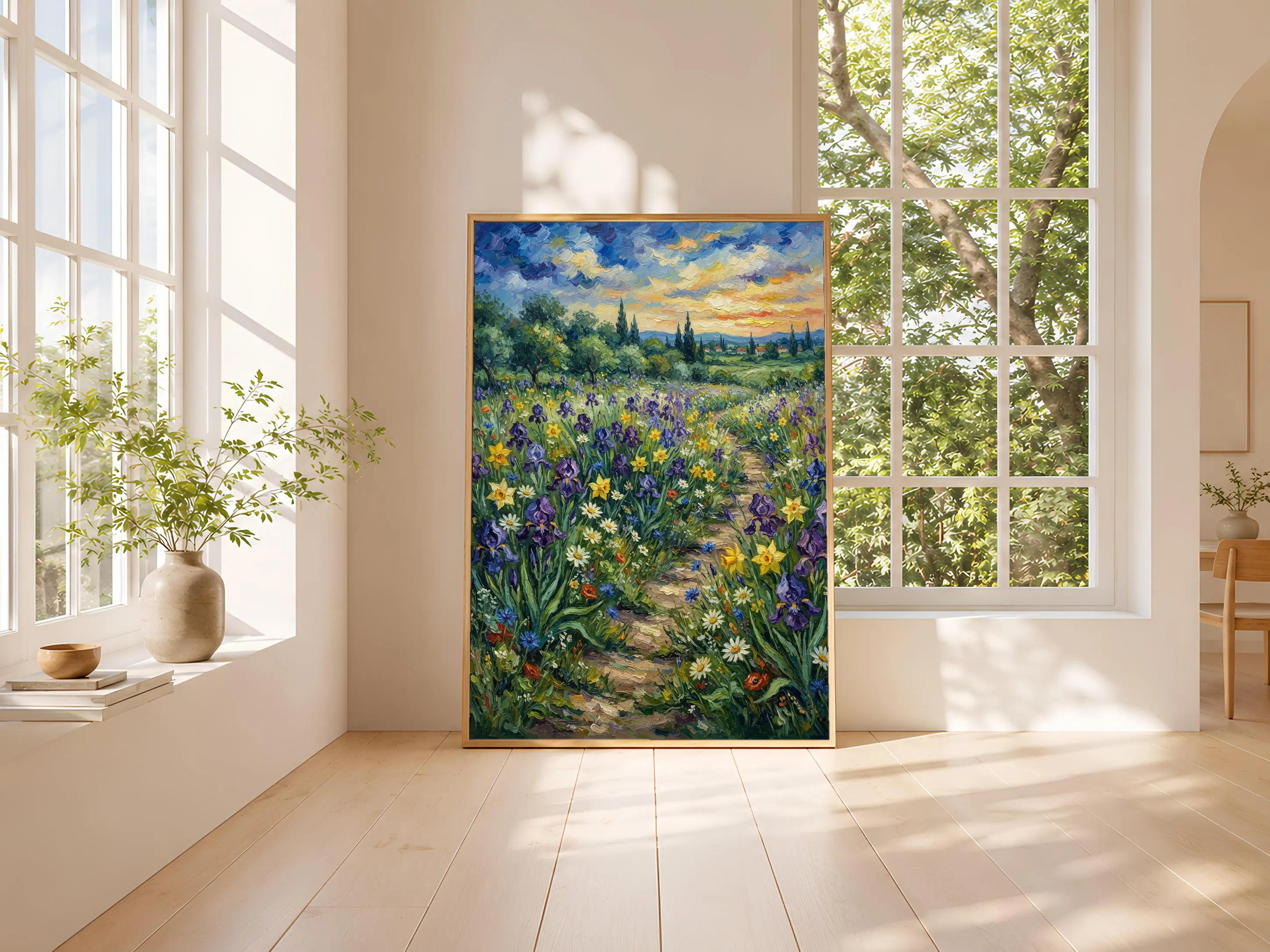 Van Gogh Style Iris Garden Print, Post Impressionist Wall Art, Purple Flower Poster, Bathroom Decor, Housewarming Gift – Calm Wall Art by Artsify thumbnail 3