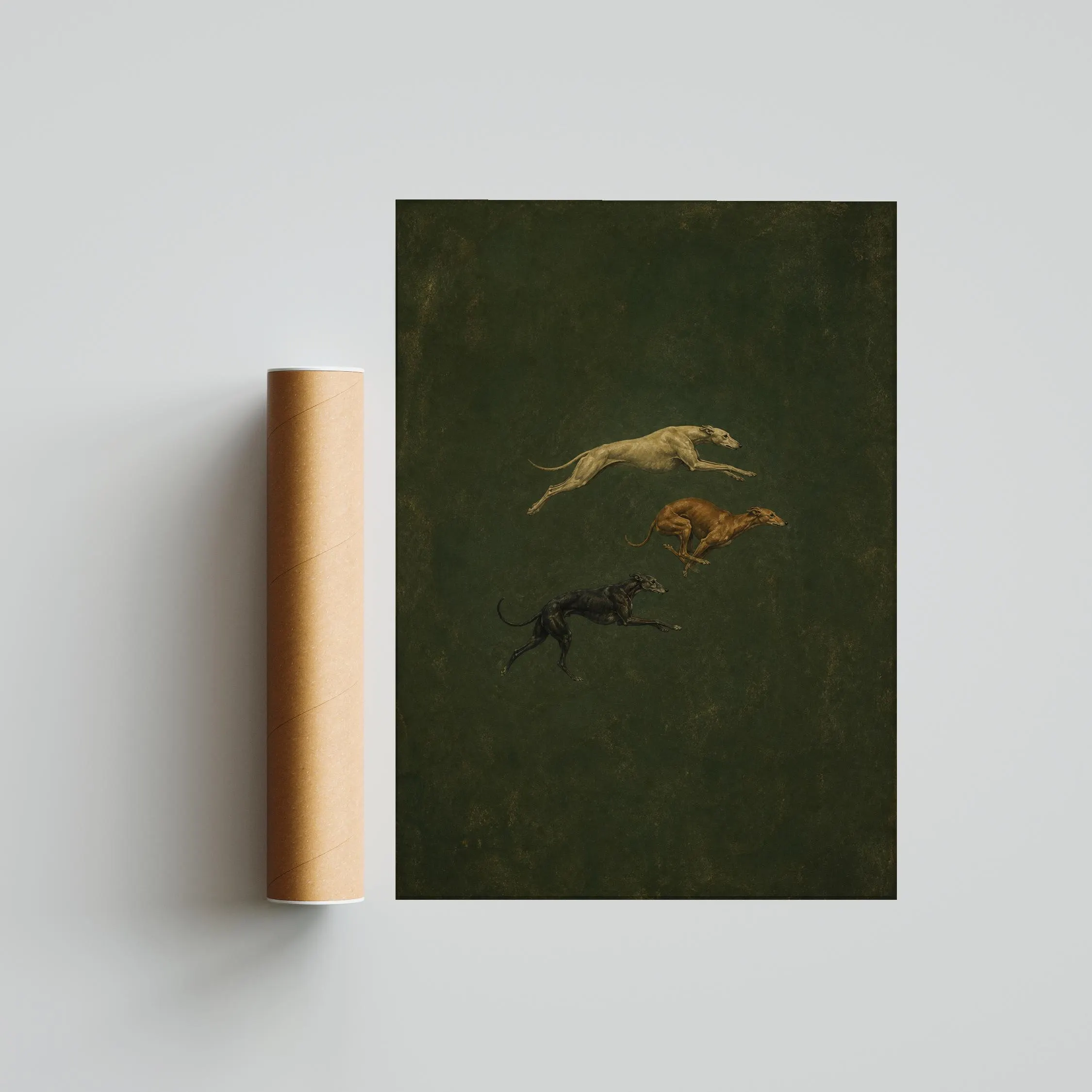 Greyhound Wall Art, Moss Green Minimalist Dog Painting, Vintage Sighthound Print, Housewarming Gift – Calm Wall Art by Artsify thumbnail 5