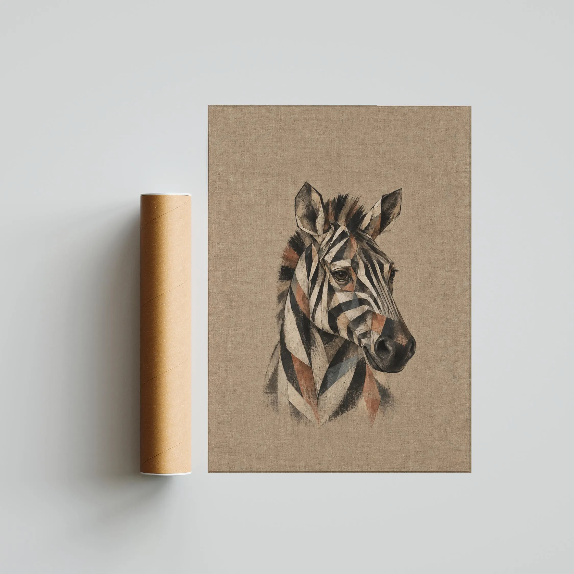 Cubist Zebra Wall Art, Abstract Geometric Safari Portrait, Black and White Decor – Calm Wall Art by Artsify thumbnail 5