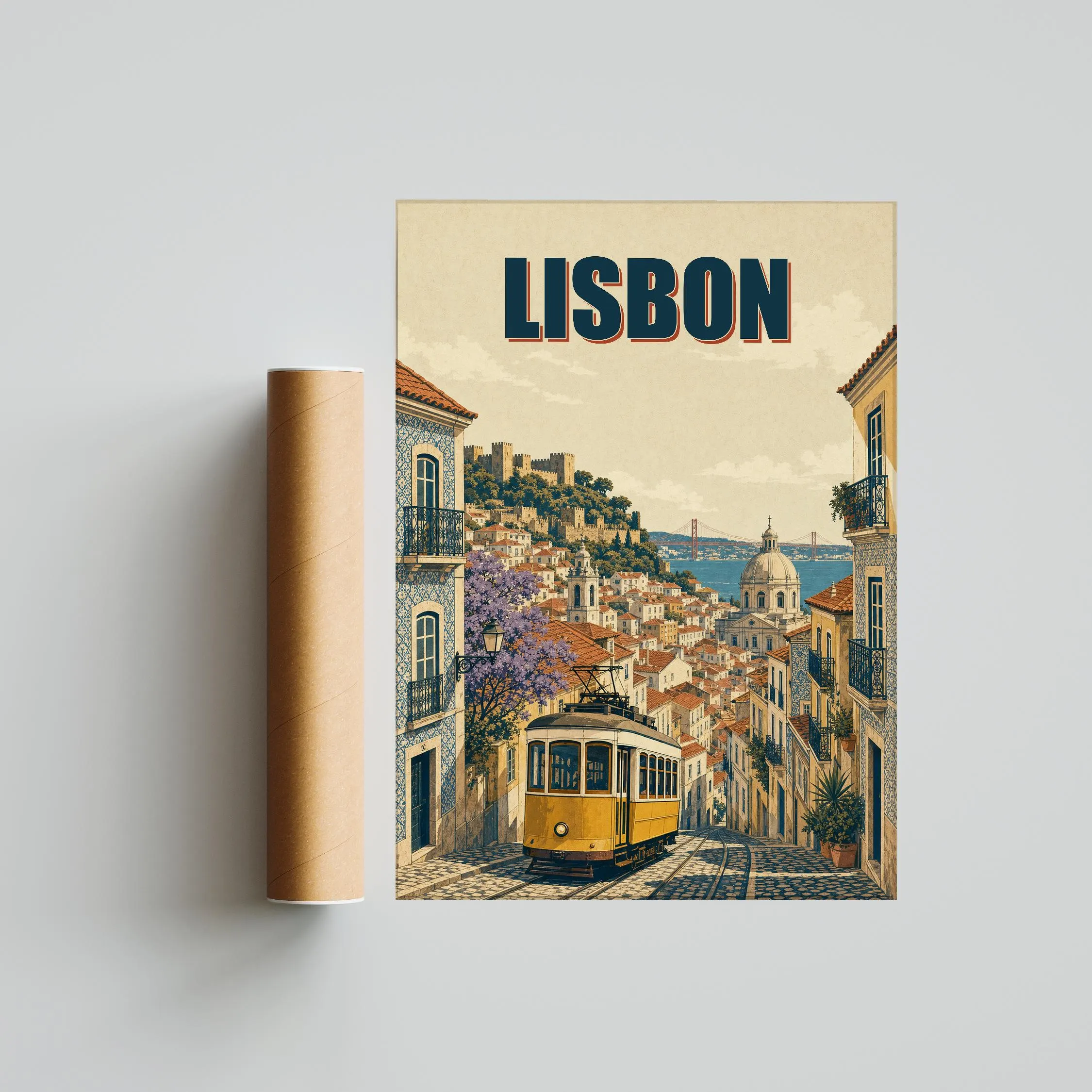 Lisbon Travel Poster Print, Vintage Skyline Wall Art, Bold Typography Poster, City Name Wall Decor, Housewarming Gift – Calm Wall Art by Artsify thumbnail 5