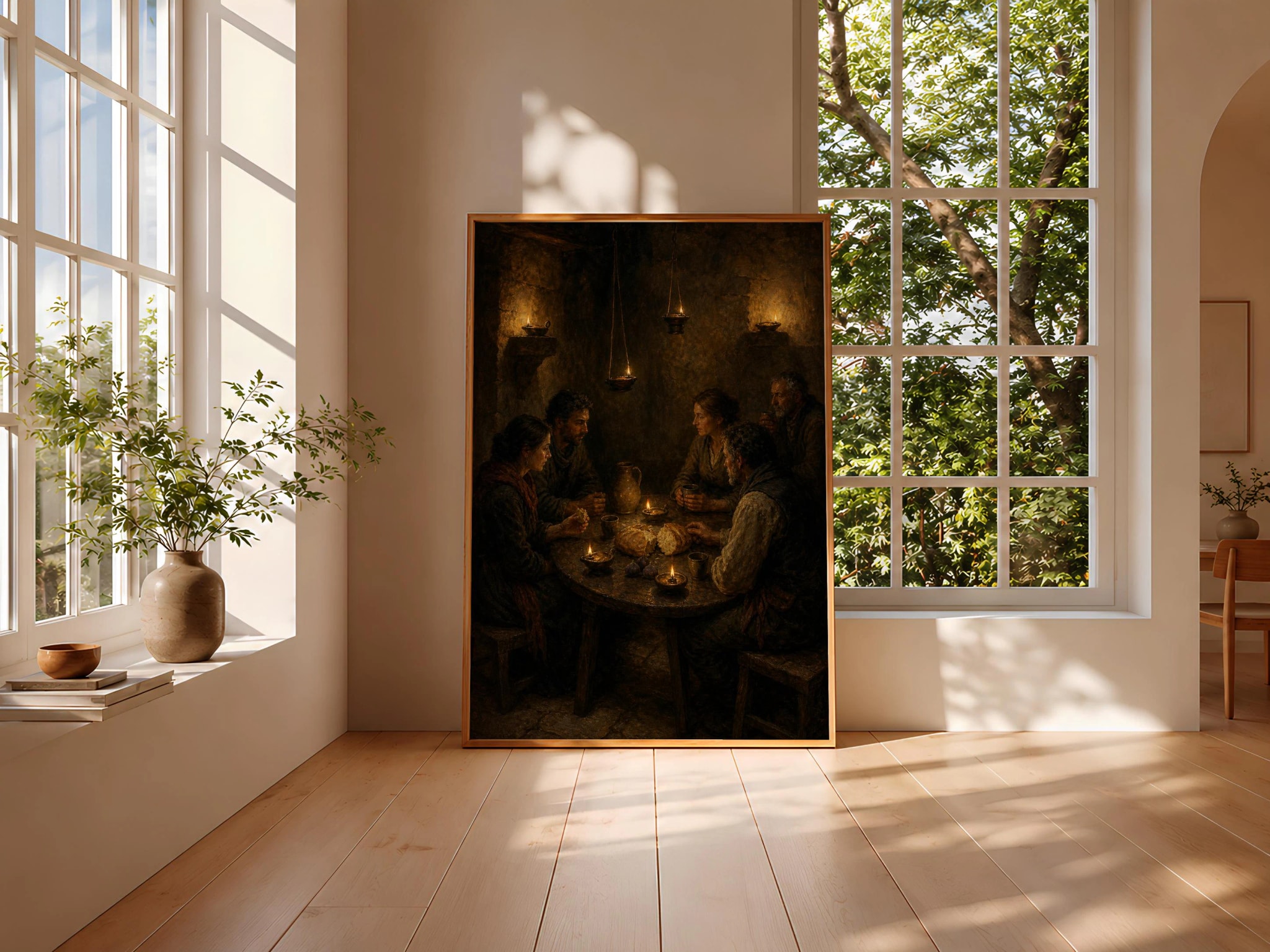Sacred Supper Wall Art, Old Master Dining Room Painting, Warm Candlelight Print – Calm Wall Art by Artsify thumbnail 3