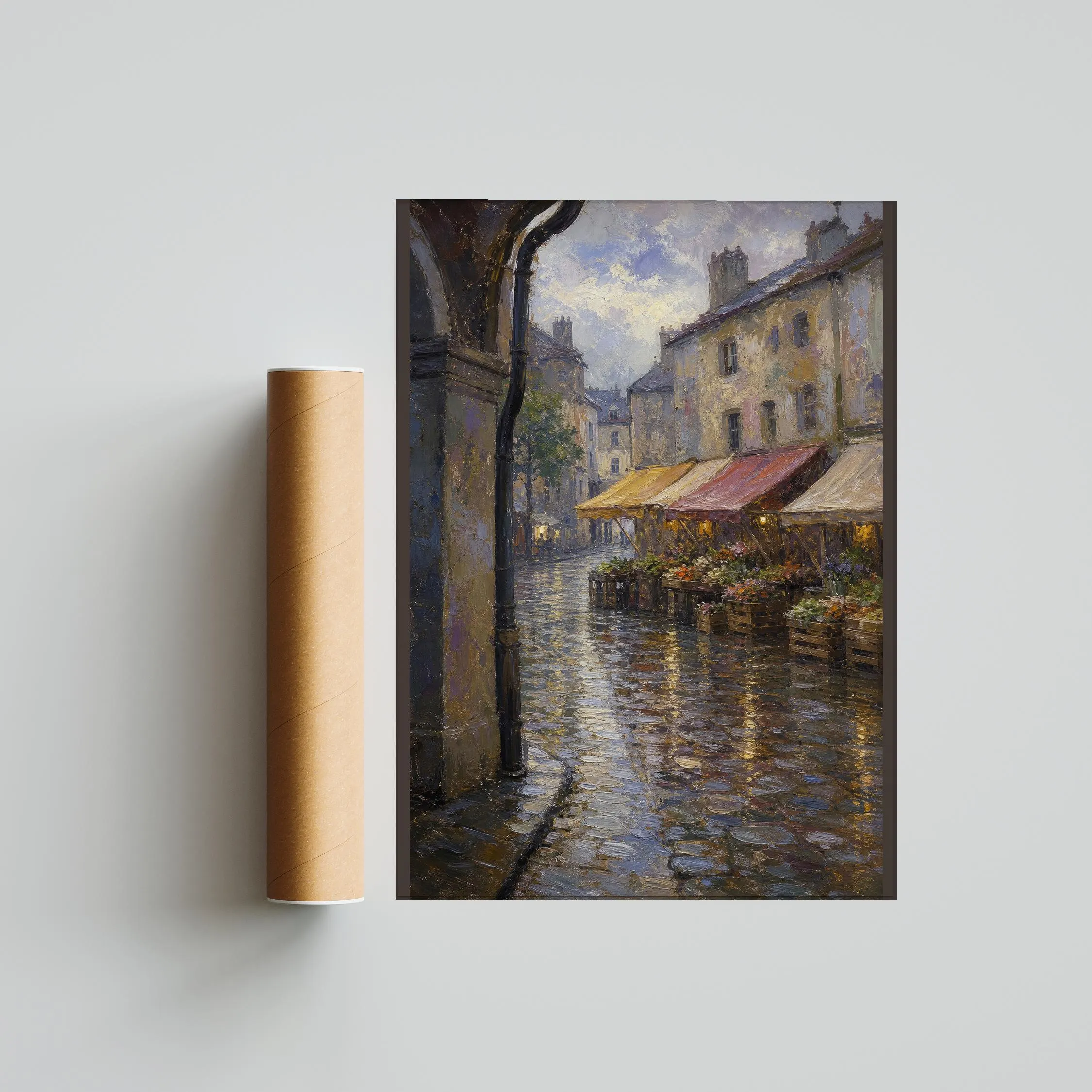 Monet Style Market Print, Impressionist Cityscape Wall Art, Rainy European Poster, Vintage Street Decor, Housewarming Gift – Calm Wall Art by Artsify thumbnail 5