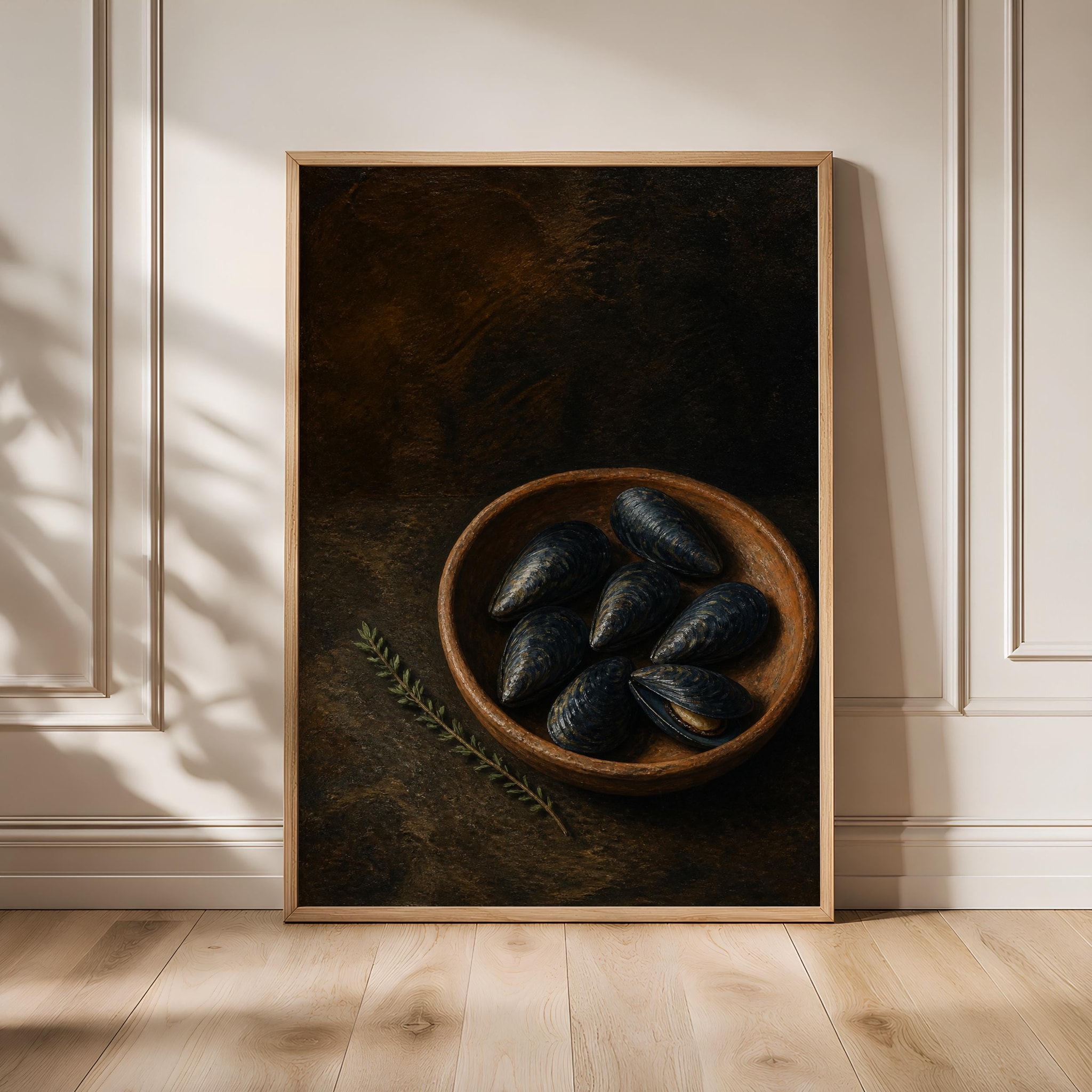 Mussel Still Life Print, Vintage Oil Painting Wall Art, Coastal Kitchen Poster, Housewarming Gift – Calm Wall Art by Artsify