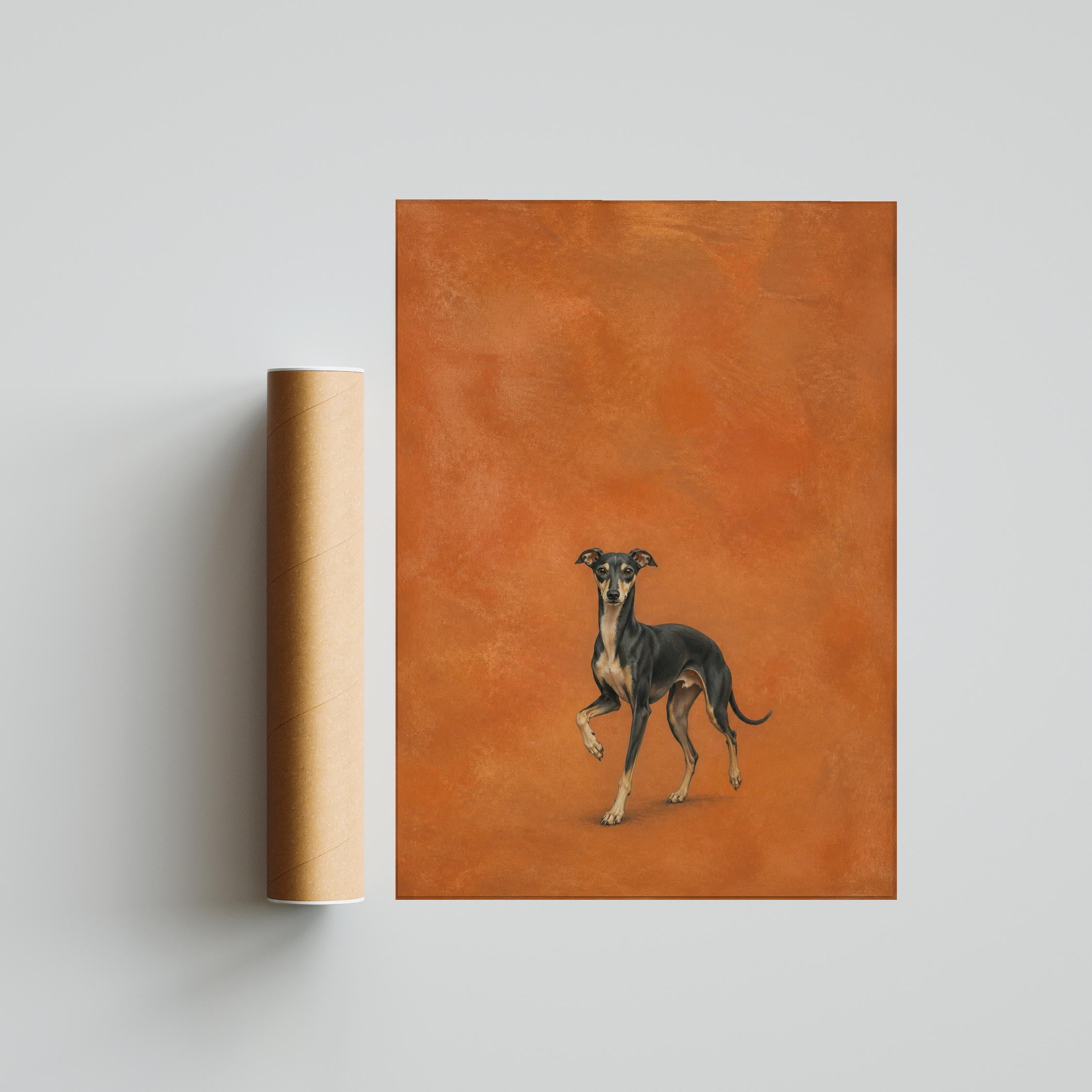 Italian Greyhound Wall Art, Apricot Tempera Dog Painting, Vintage Sighthound Print, Housewarming Gift – Calm Wall Art by Artsify thumbnail 5