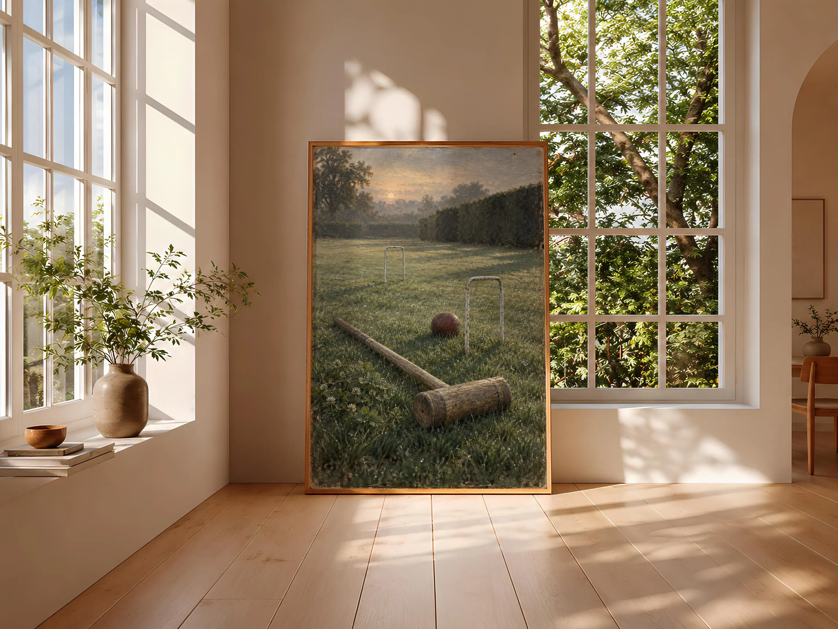 Vintage Croquet Wall Art, Dewy English Garden Oil Painting, Game Room Decor – Calm Wall Art by Artsify thumbnail 3