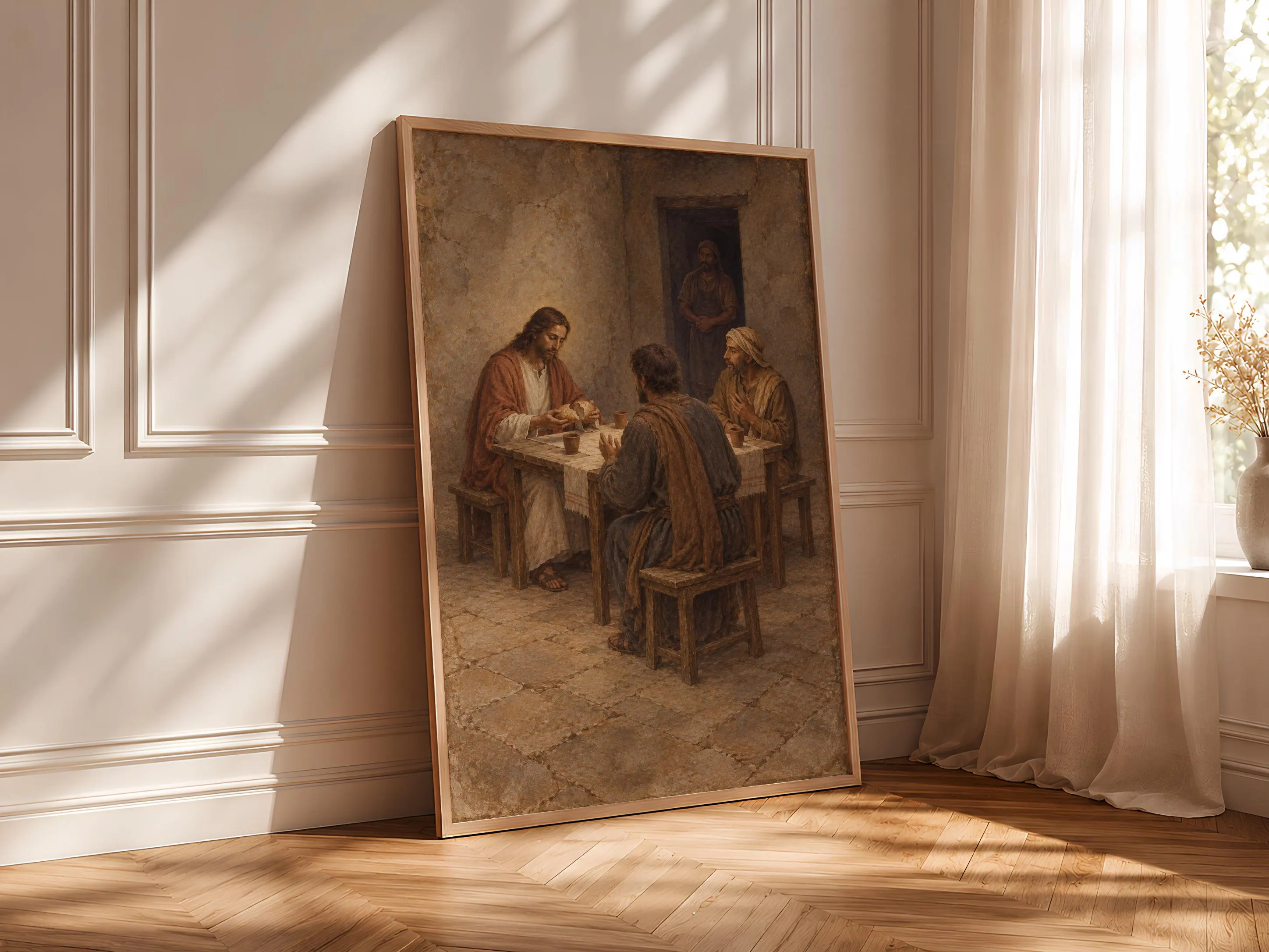 Supper at Emmaus Wall Art, Jesus Breaking Bread Painting – Calm Wall Art by Artsify thumbnail 4