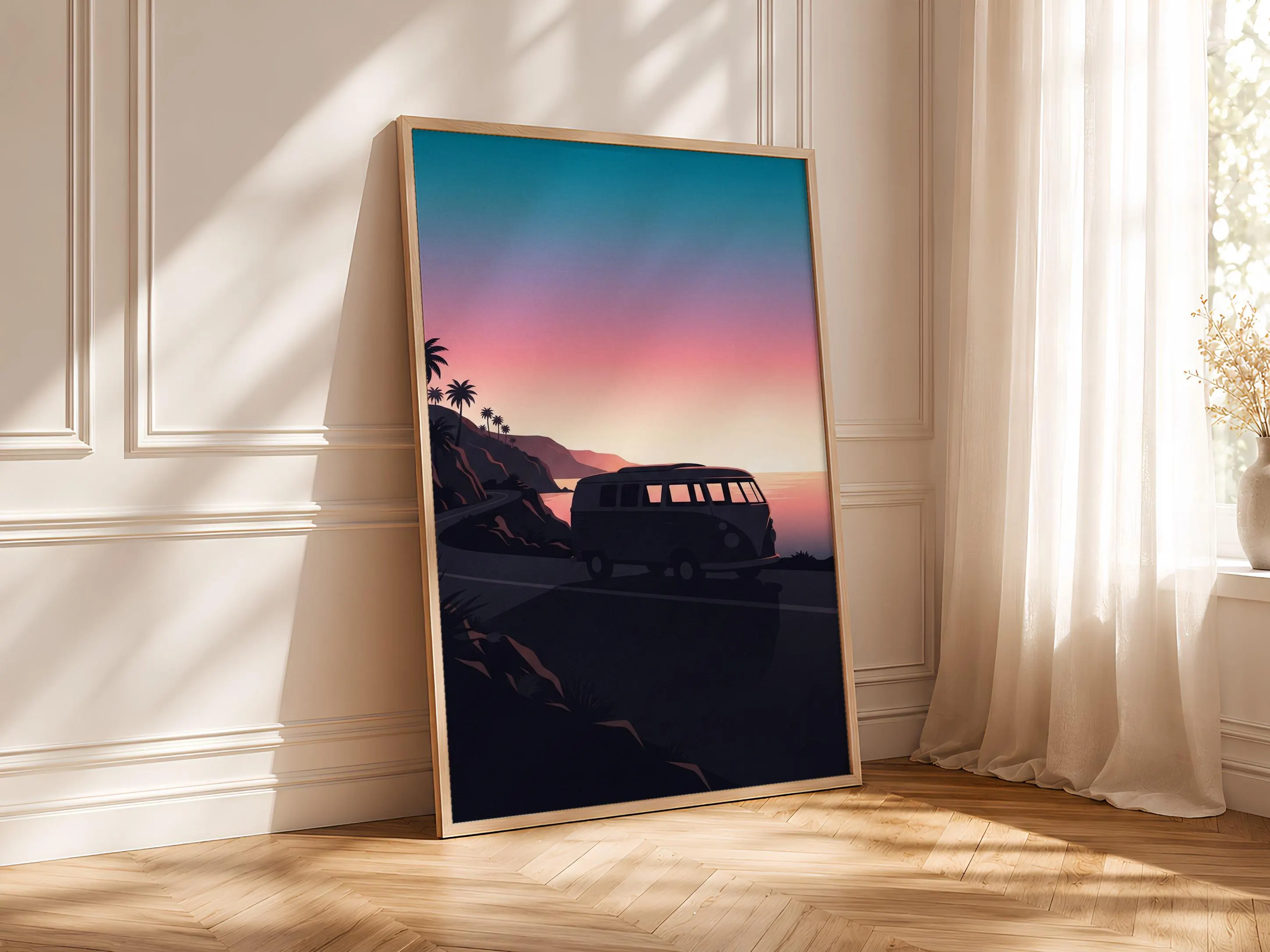Retro Camper Van Print, Coastal Highway Poster, Turquoise Wall Art, Vanlife Decor, Housewarming Gift – Calm Wall Art by Artsify thumbnail 4
