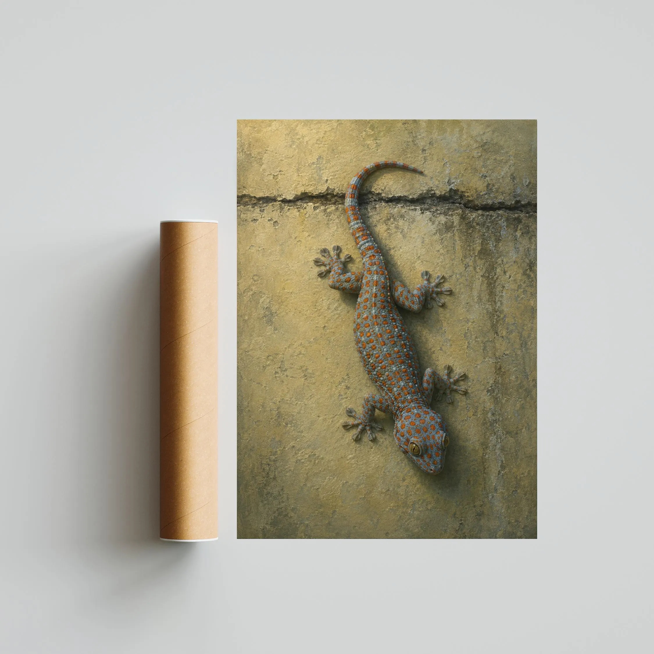 Tokay Gecko Wall Art, Head-First Climbing Reptile Oil Print – Calm Wall Art by Artsify thumbnail 5