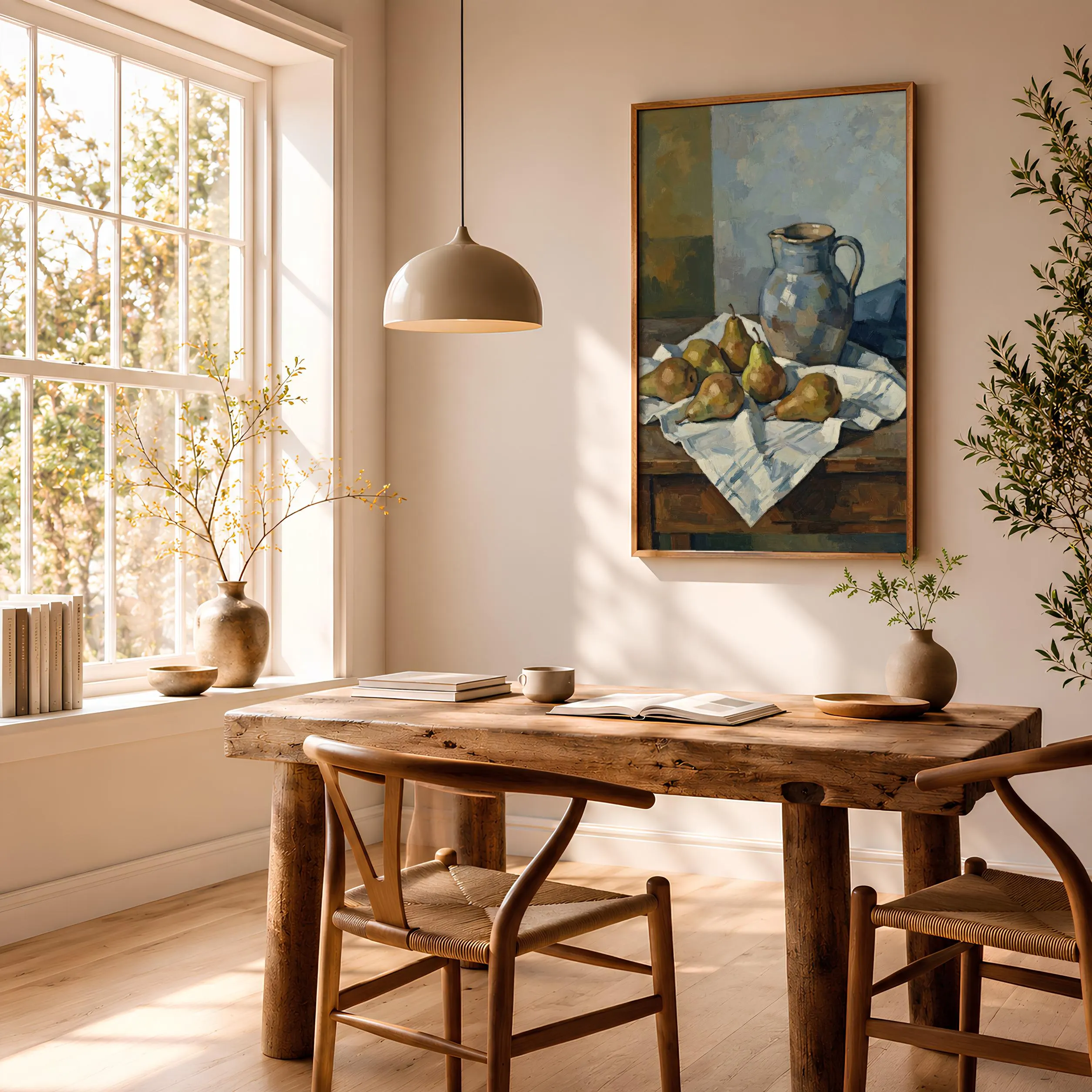 Cezanne Style Pear Still Life Print, Post Impressionist Wall Art, Ceramic Jug Poster, Dining Room Decor, Housewarming Gift – Calm Wall Art by Artsify thumbnail 2