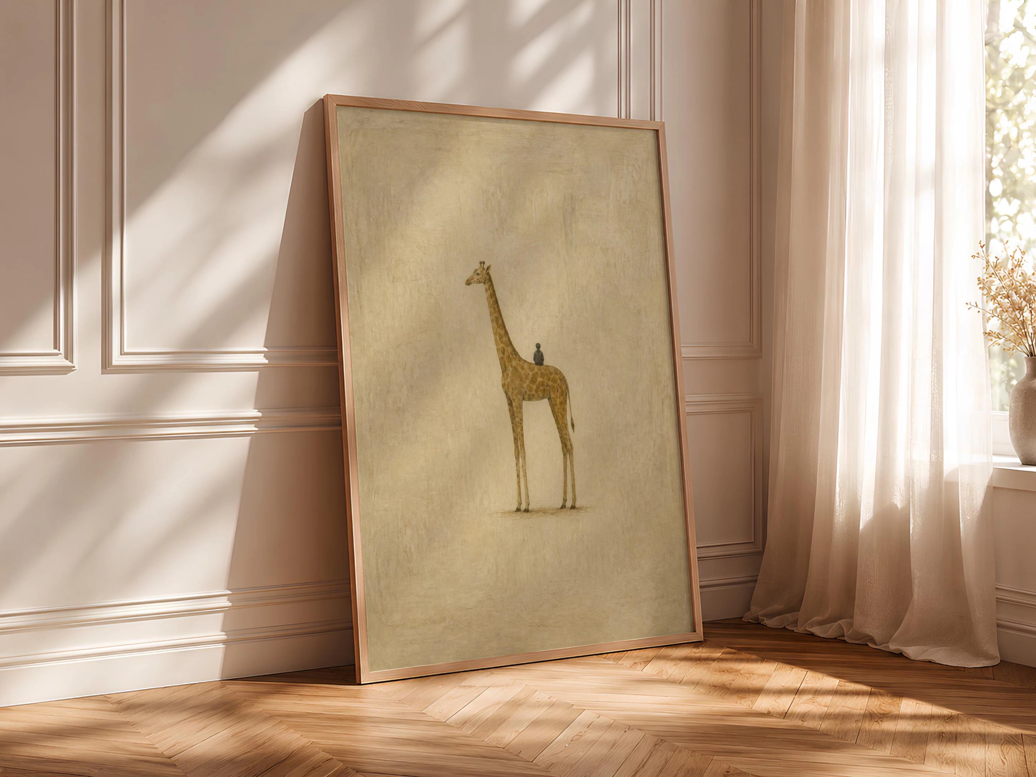 Giraffe Traveler Wall Art, Minimal Surreal Folk Animal Poster – Calm Wall Art by Artsify thumbnail 4