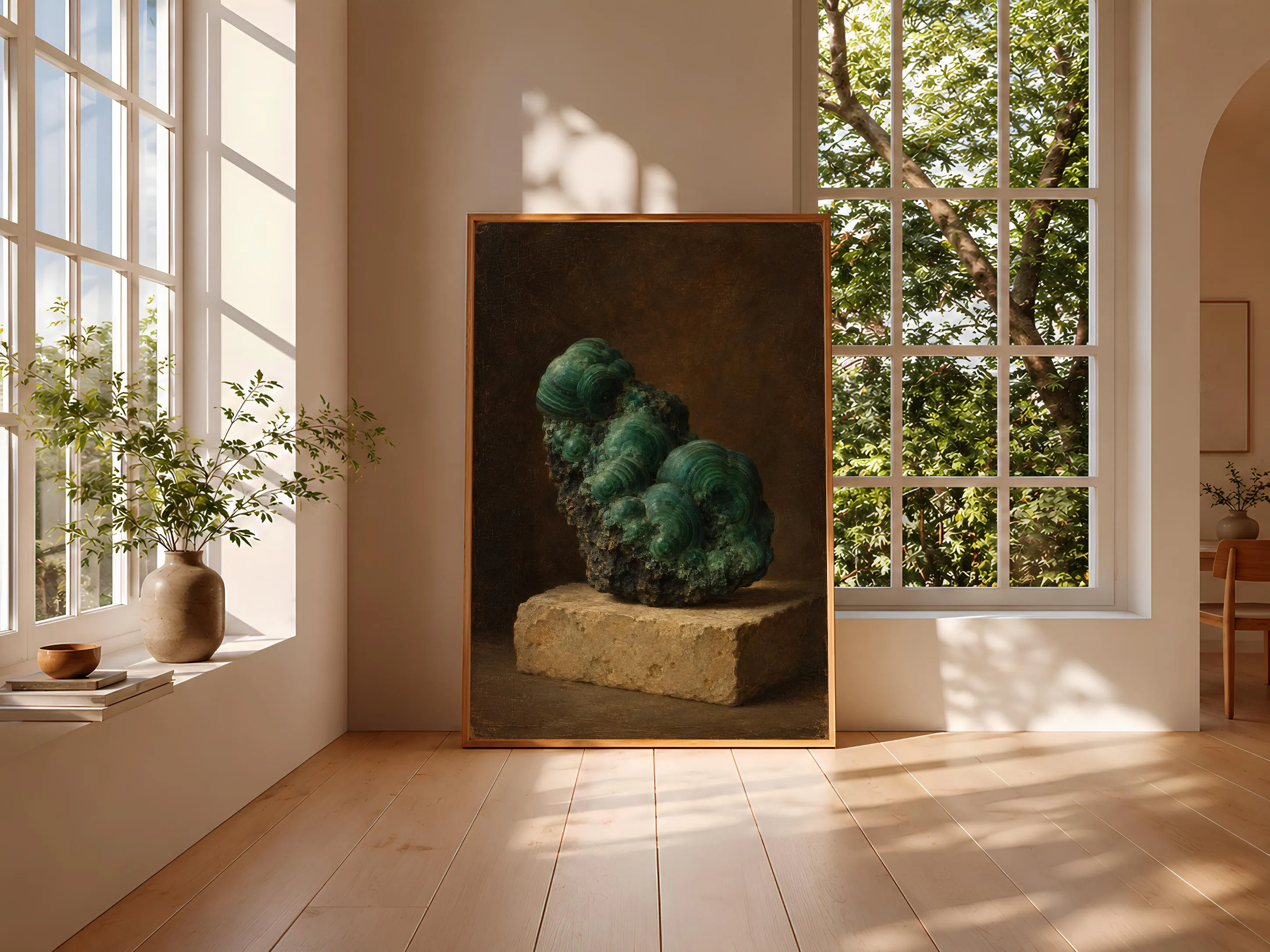 Botryoidal Malachite Specimen Wall Art, Antique Geology Cabinet Painting, Study Decor – Calm Wall Art by Artsify thumbnail 3