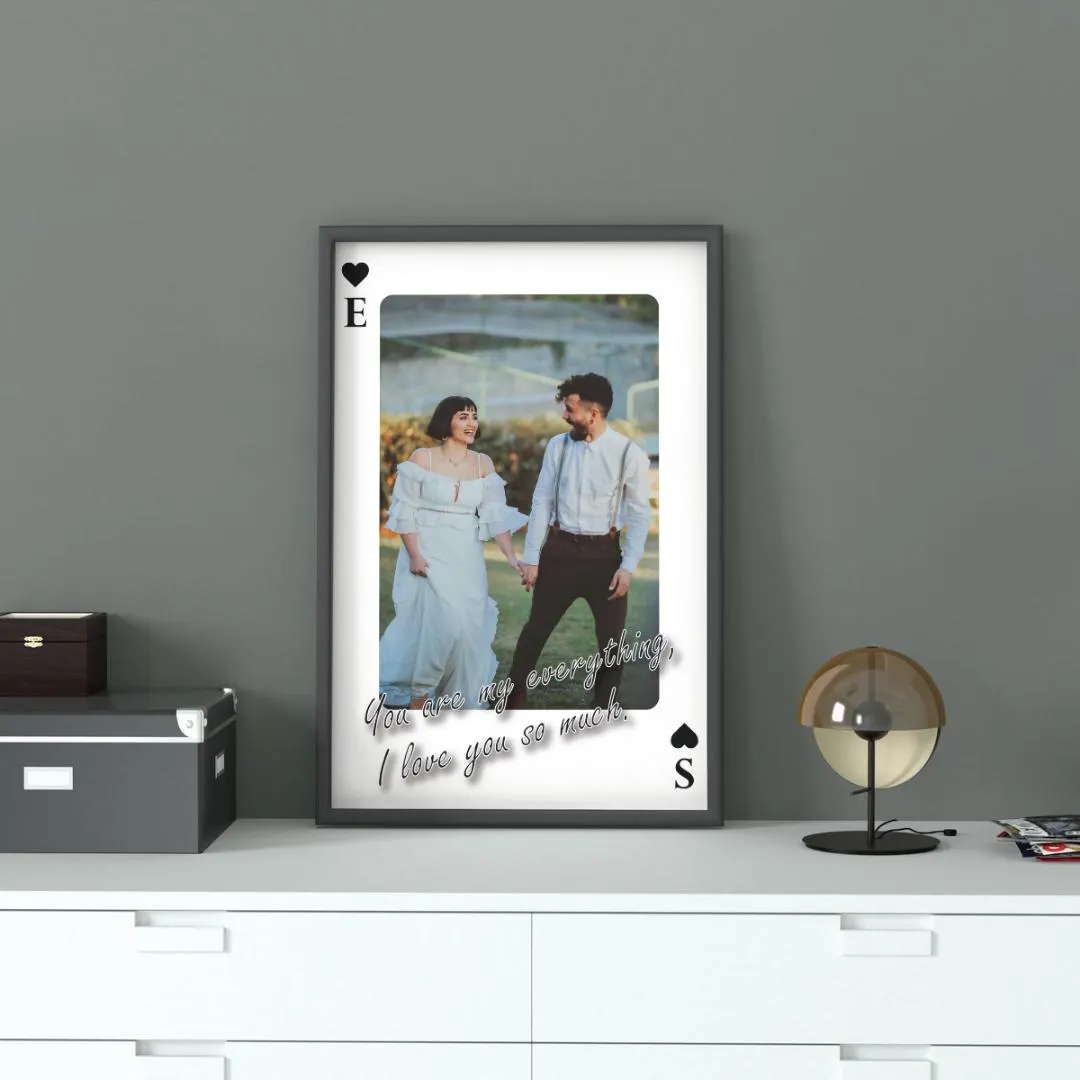 Custom Couple Photo Playing Card Poster, Personalized Valentine Gift, Romantic Wall Art , Anniversary Gift for Couples, Minimal Love Print – Calm Wall Art by Artsify thumbnail 2
