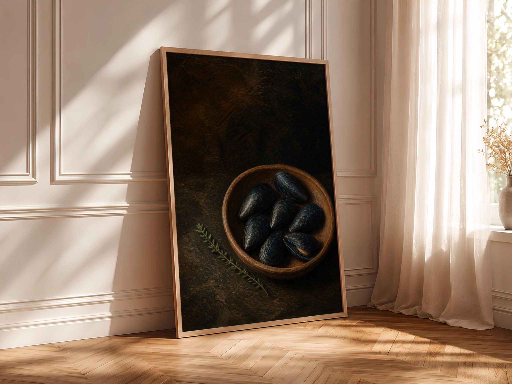 Mussel Still Life Print, Vintage Oil Painting Wall Art, Coastal Kitchen Poster, Housewarming Gift – Calm Wall Art by Artsify thumbnail 4