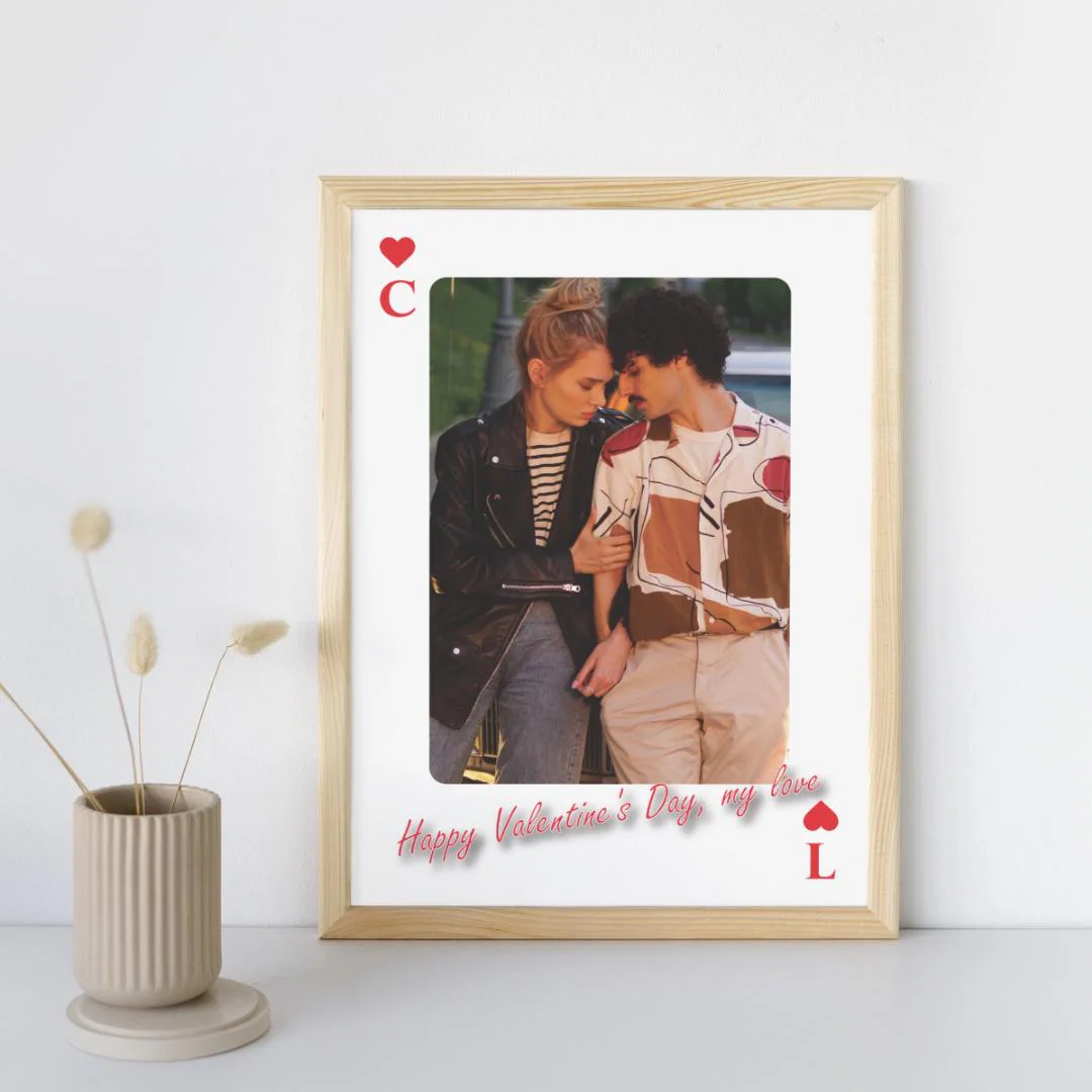 Custom Couple Photo Playing Card Poster, Personalized Valentine Gift, Romantic Wall Art , Anniversary Gift for Couples, Minimal Love Print – Calm Wall Art by Artsify