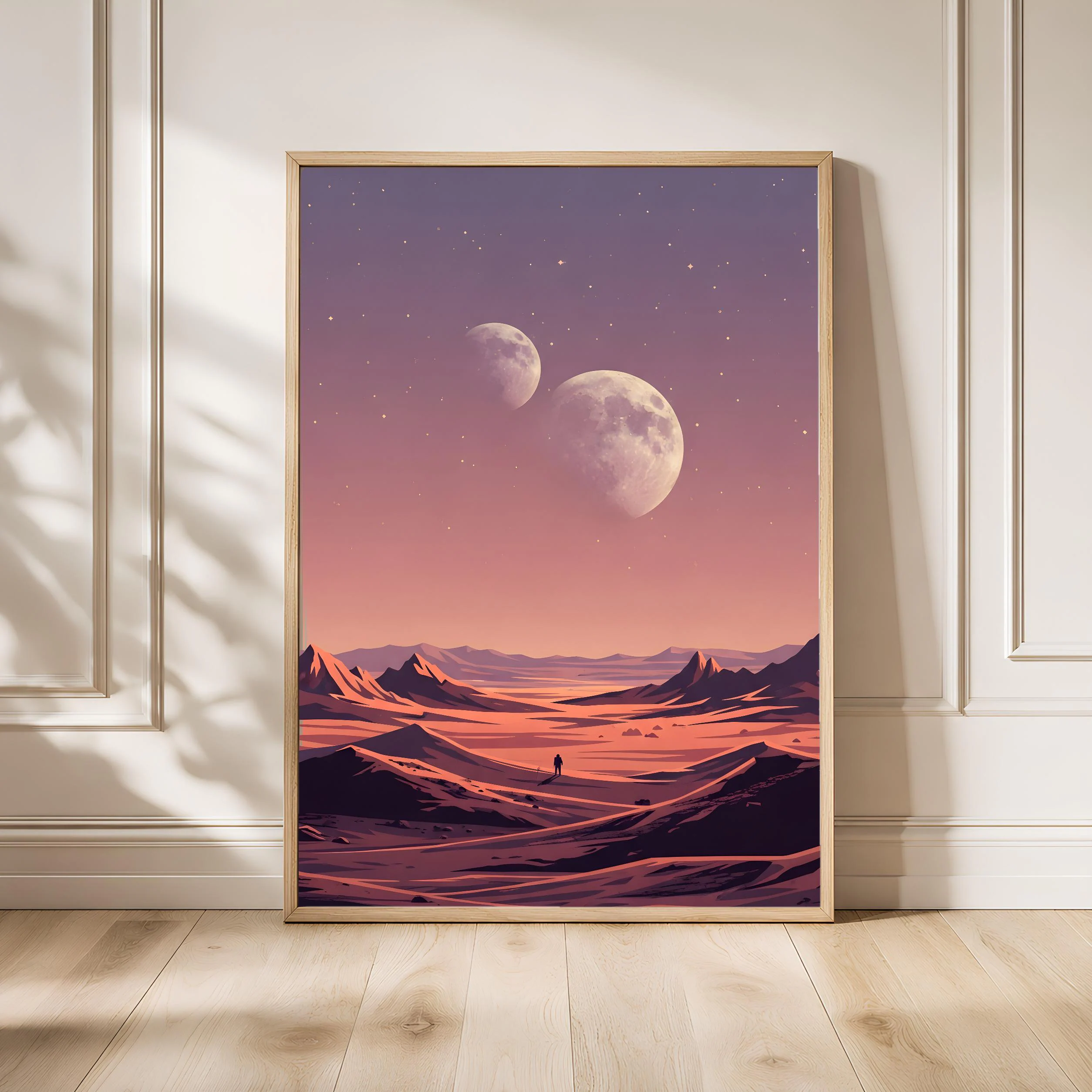 Retro Sci-Fi Poster, 70s Surreal Space Print, Vintage Cosmic Landscape Wall Art, Bedroom Decor, Housewarming Gift – Calm Wall Art by Artsify
