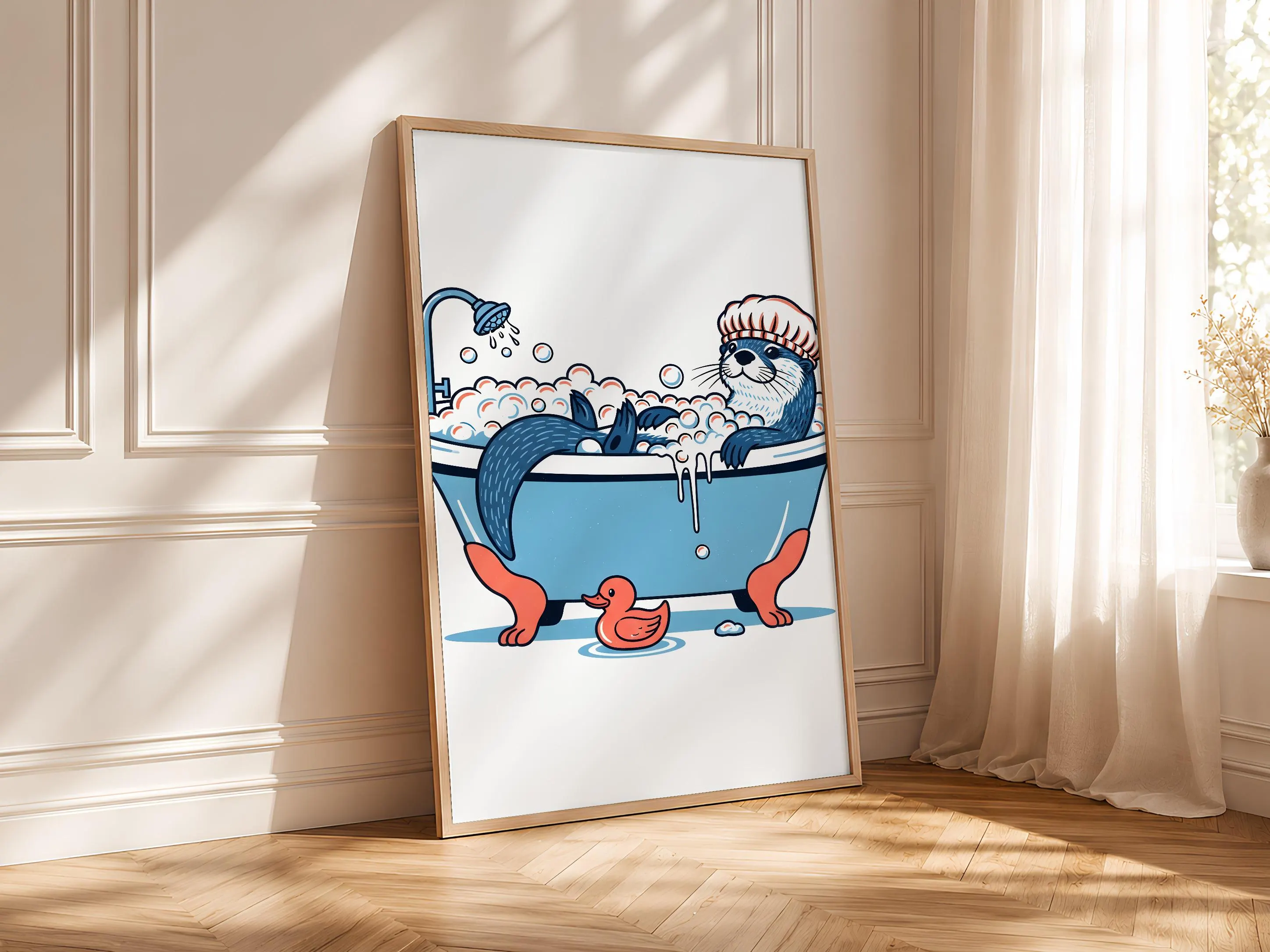 Funny Otter Bathroom Print, Bubble Bath Animal Poster, Quirky Bathroom Wall Art, Retro Humor Decor, Housewarming Gift – Calm Wall Art by Artsify thumbnail 4