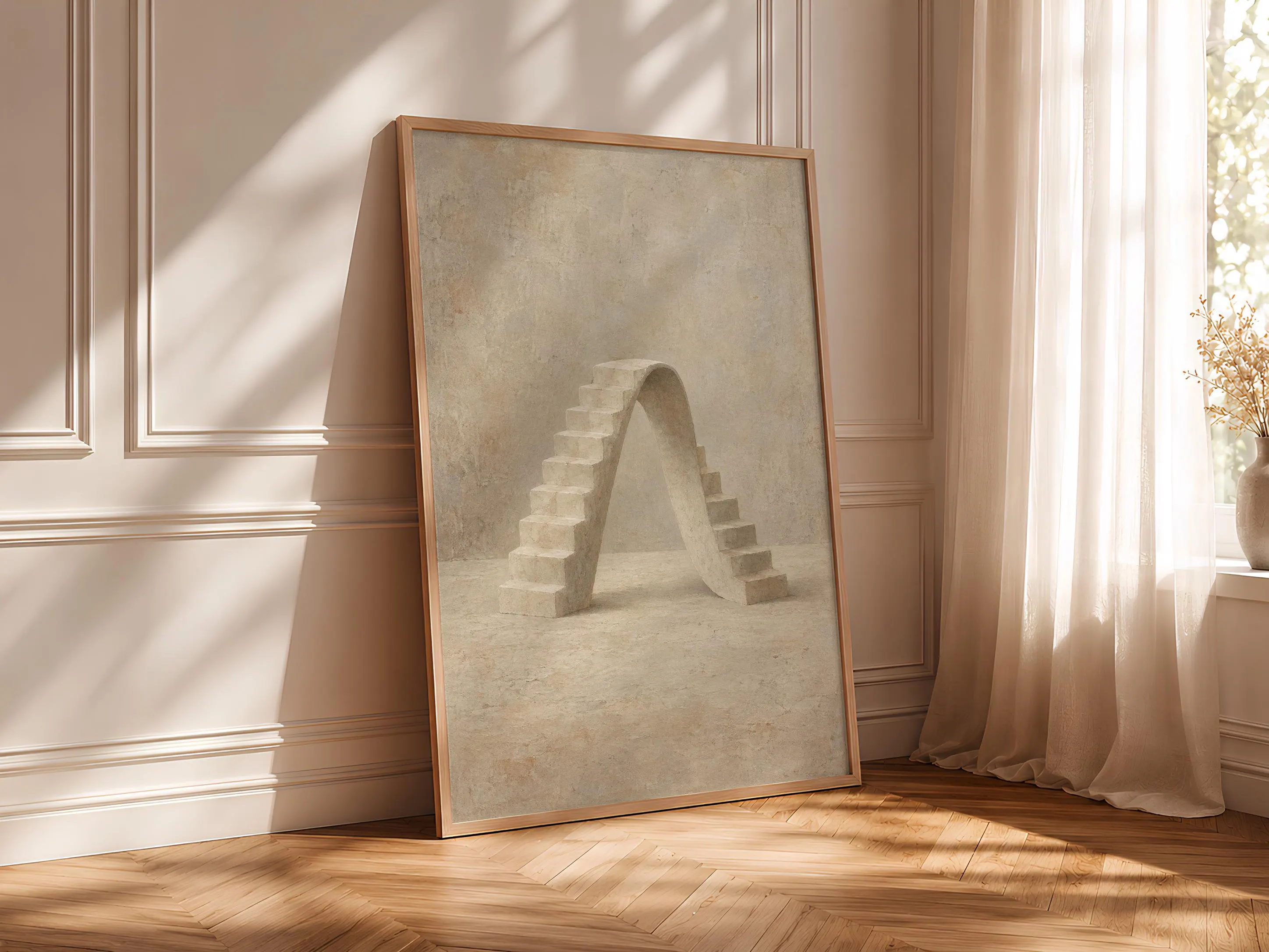 Returning Staircase Wall Art, Minimal Surreal Architecture Poster – Calm Wall Art by Artsify thumbnail 4