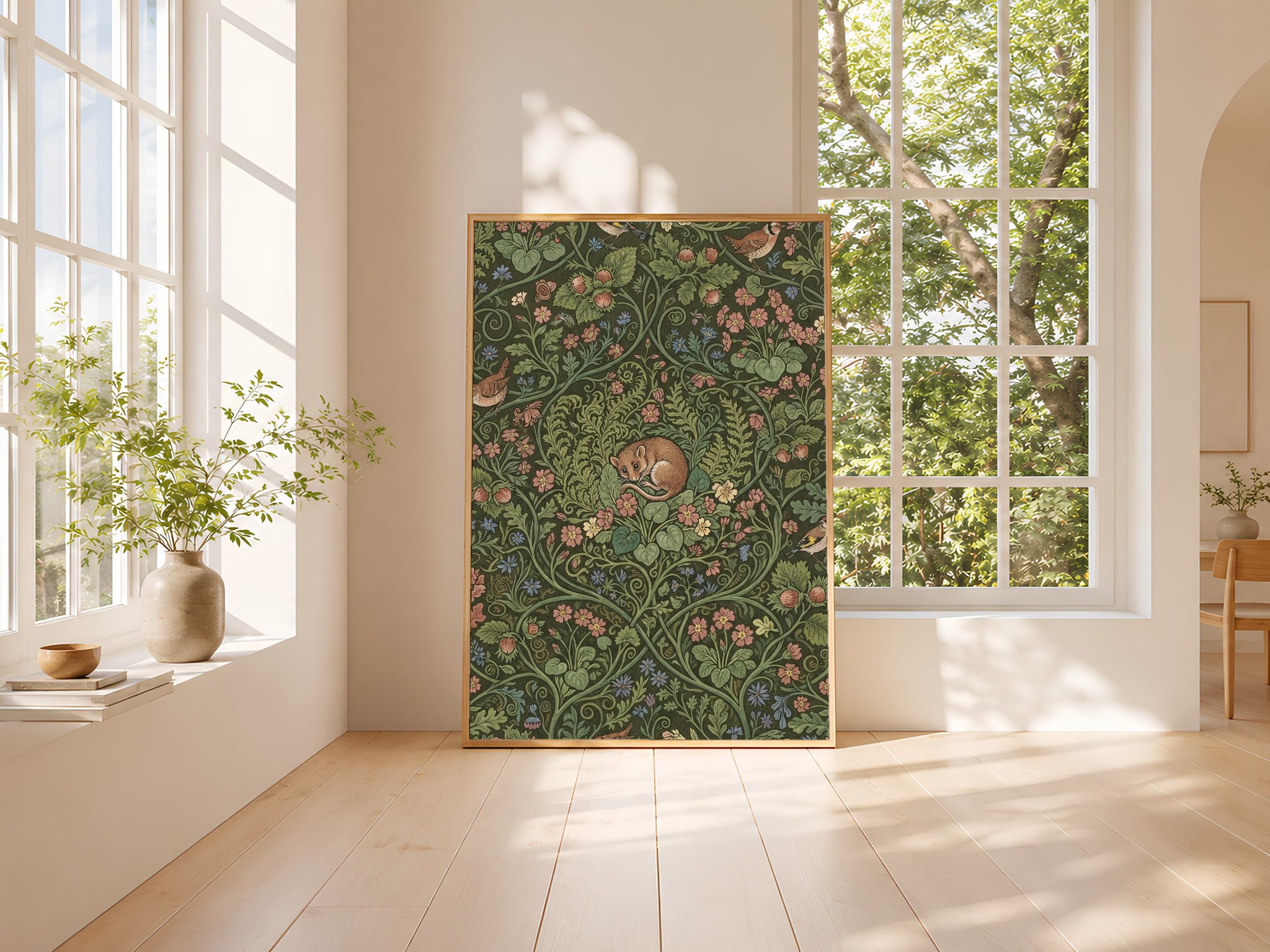 William Morris Style Print, Arts and Crafts Dormouse Poster, Primrose Wall Art, Nursery Decor, Housewarming Gift – Calm Wall Art by Artsify thumbnail 3