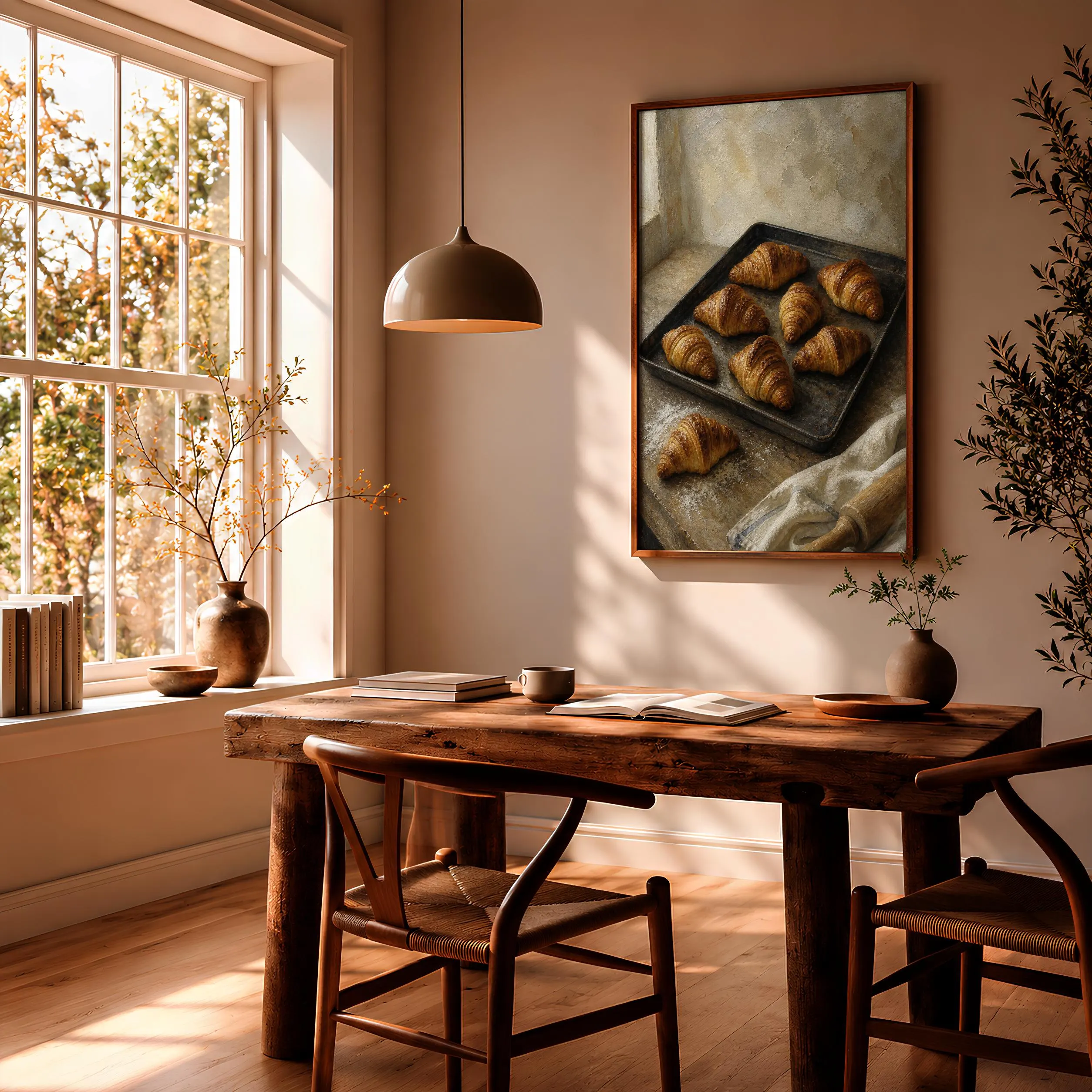 Croissant Painting Print, Retro French Bakery Wall Art, Morning Pastry Poster, Rustic Kitchen Decor, Housewarming Gift – Calm Wall Art by Artsify thumbnail 2