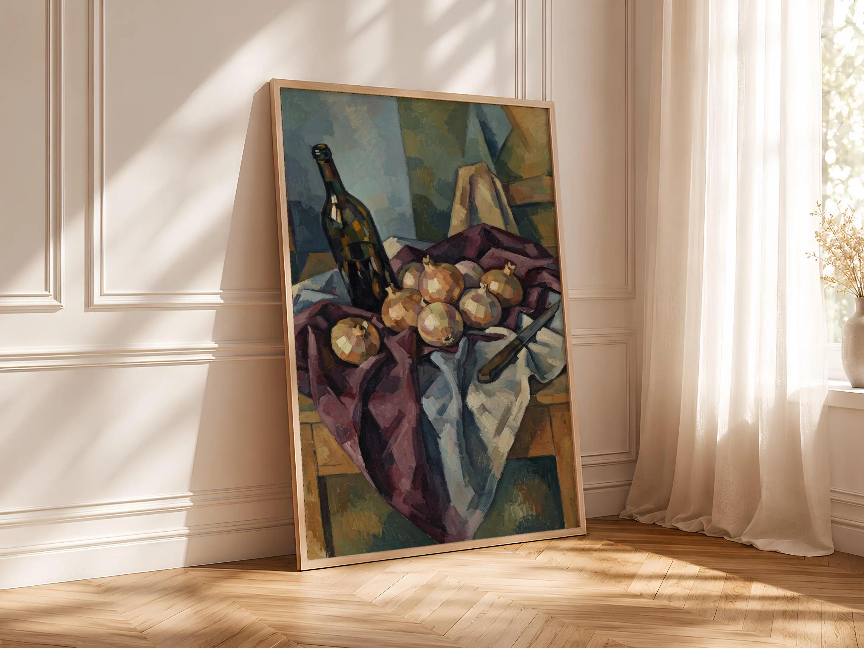 Cezanne Style Onion Still Life Print, Post Impressionist Wall Art, Wine Bottle Poster, Kitchen Decor, Housewarming Gift – Calm Wall Art by Artsify thumbnail 4