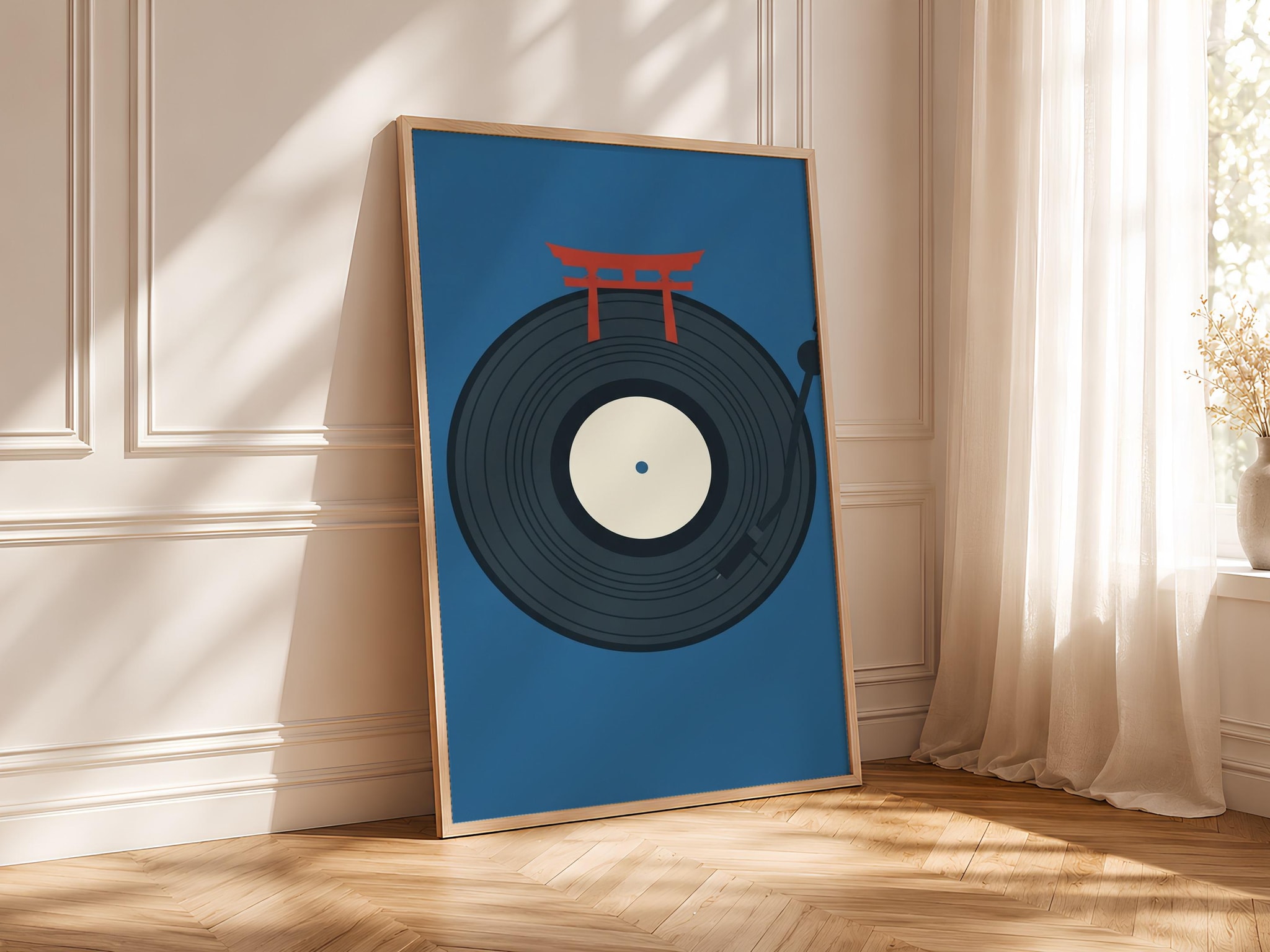 Torii Gate Vinyl Record Print, Japanese Shrine Music Poster, Vermilion Wall Art, Housewarming Gift – Calm Wall Art by Artsify thumbnail 4