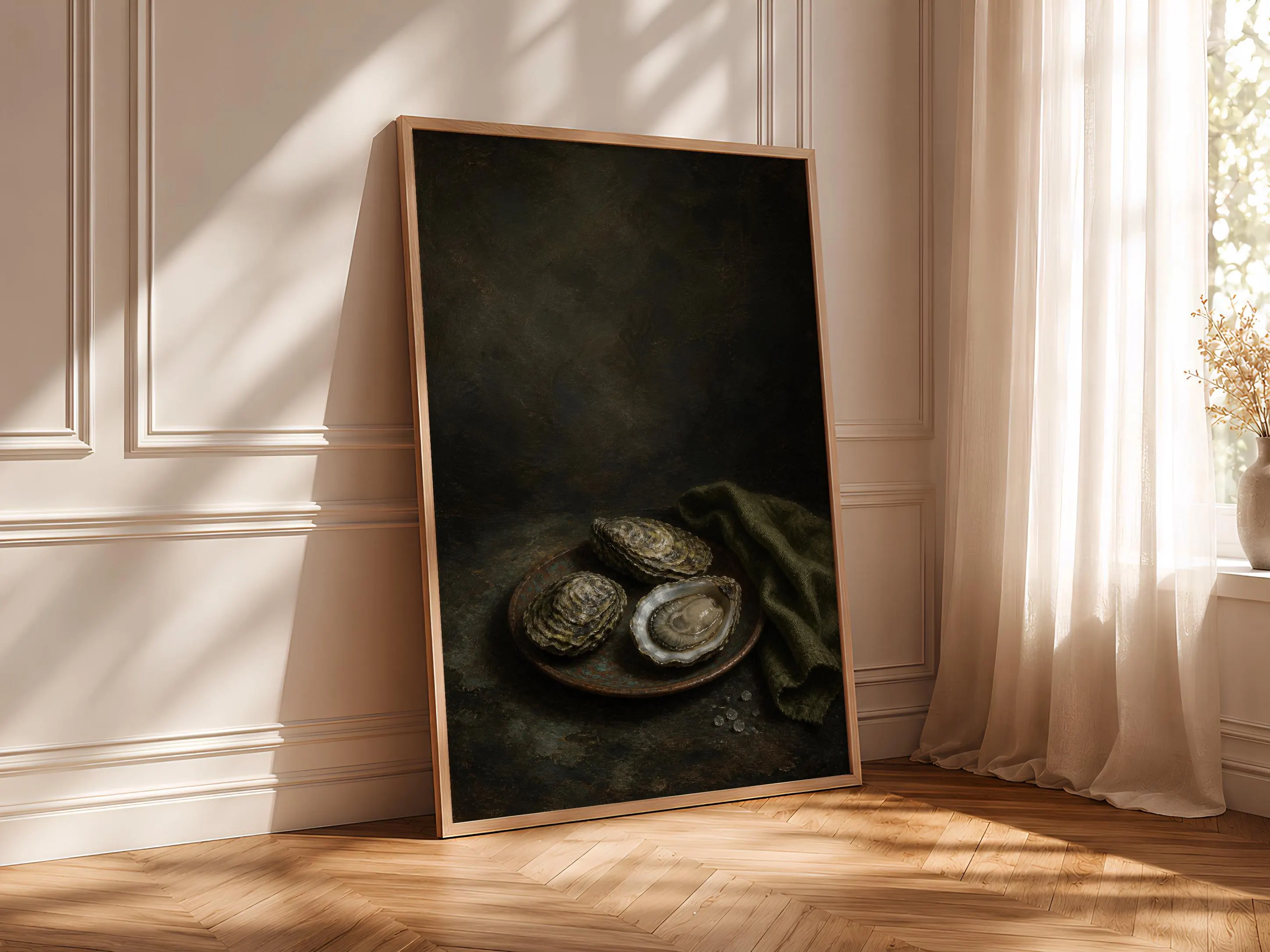 Oyster Still Life Print, Vintage Oil Painting Wall Art, Coastal Kitchen Poster, Housewarming Gift – Calm Wall Art by Artsify thumbnail 4