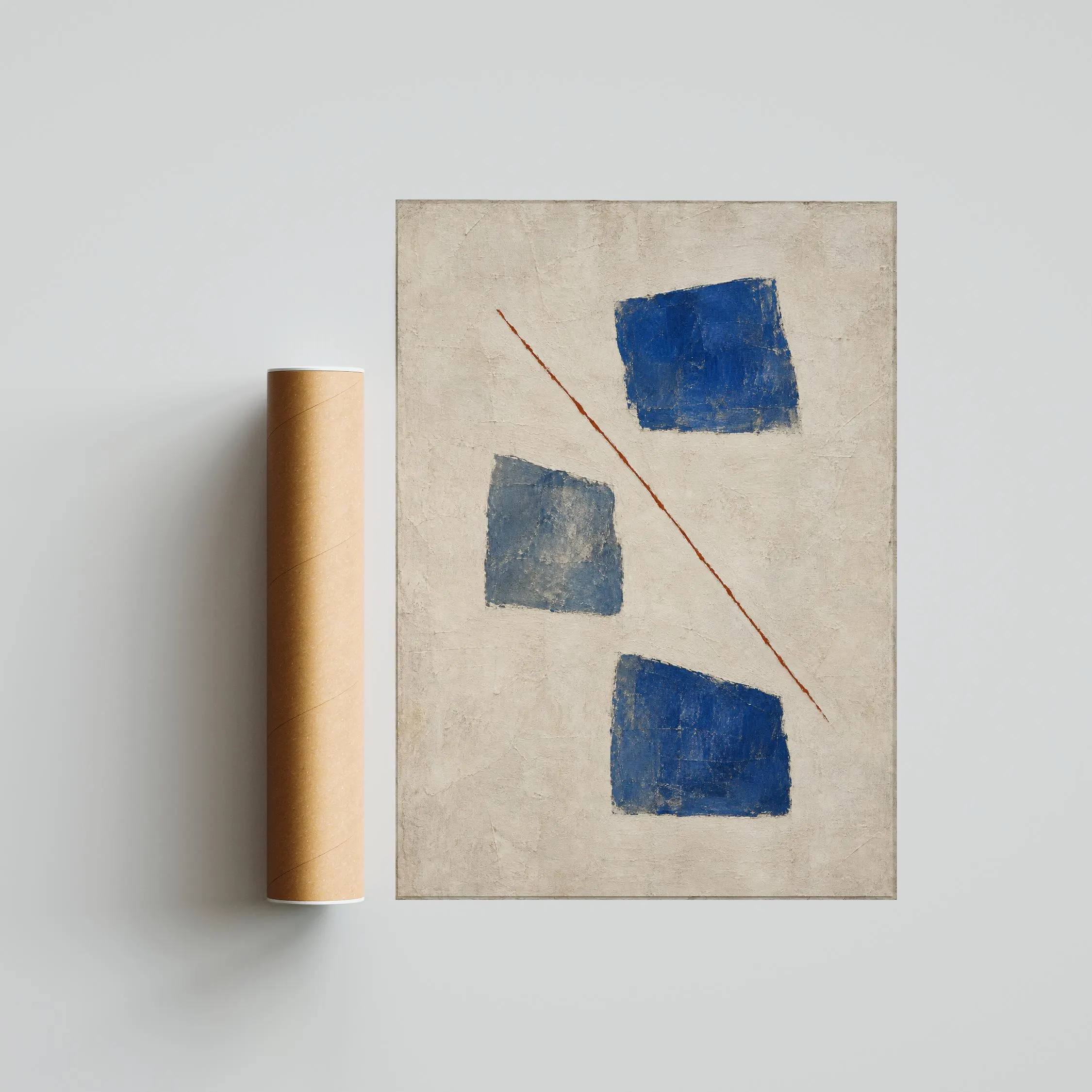 Cobalt Blocks Wall Art, Mid Century Modernist Abstract Print – Calm Wall Art by Artsify thumbnail 5