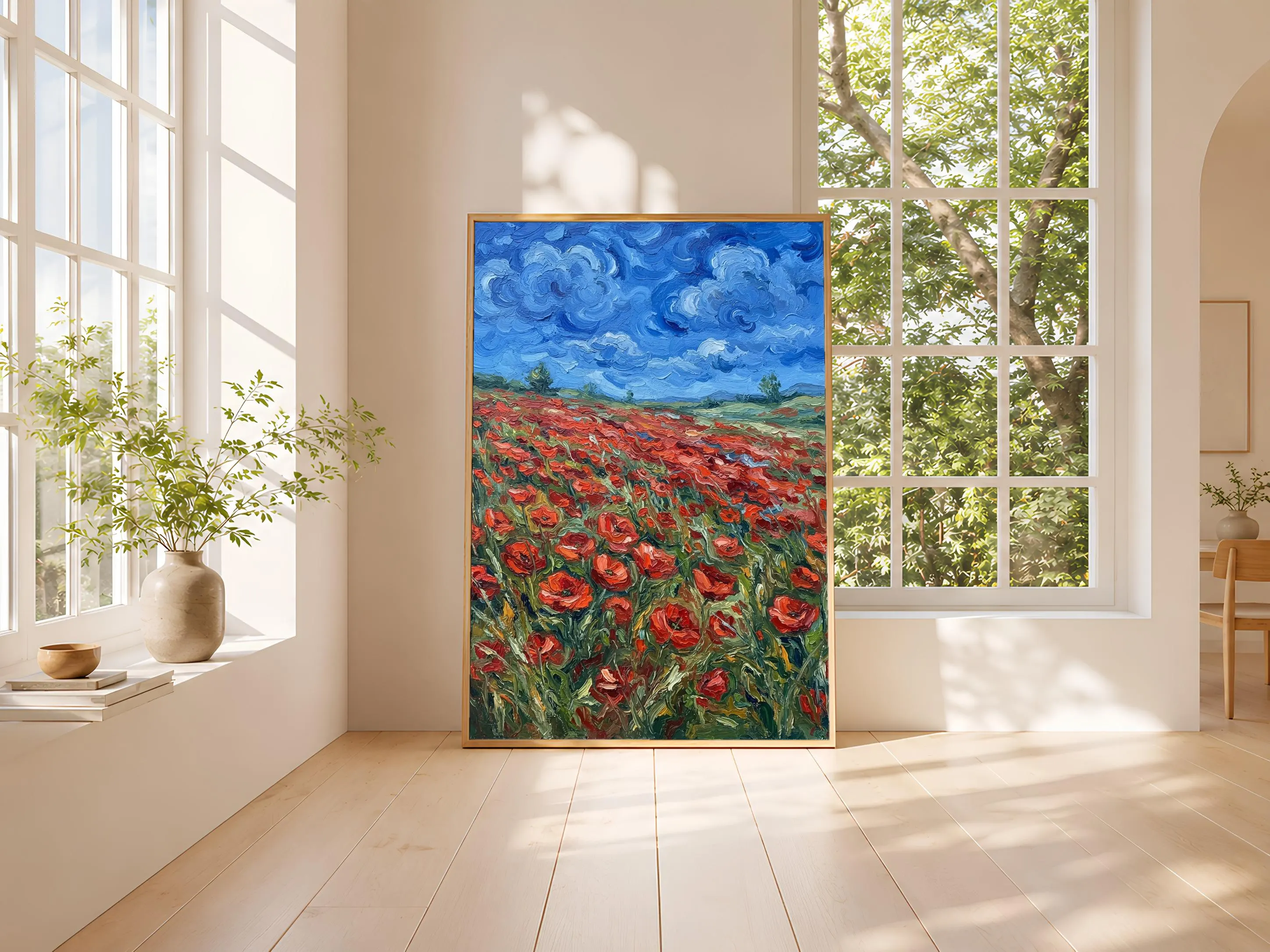 Van Gogh Style Poppy Field Print, Post Impressionist Wall Art, Red Flower Poster, Bedroom Decor, Housewarming Gift – Calm Wall Art by Artsify thumbnail 3