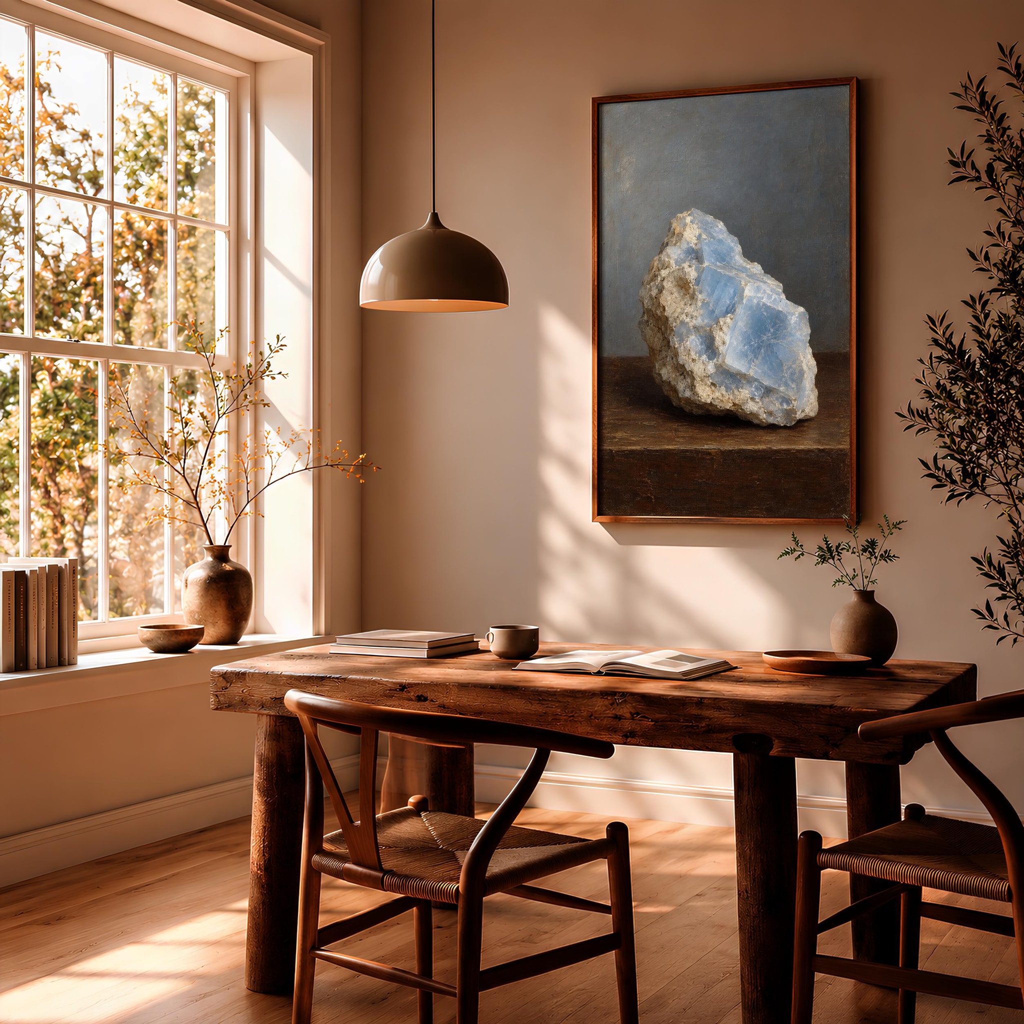 Blue Calcite Wall Art, Vintage Mineral Specimen Painting, Pale Blue Study Decor – Calm Wall Art by Artsify thumbnail 2
