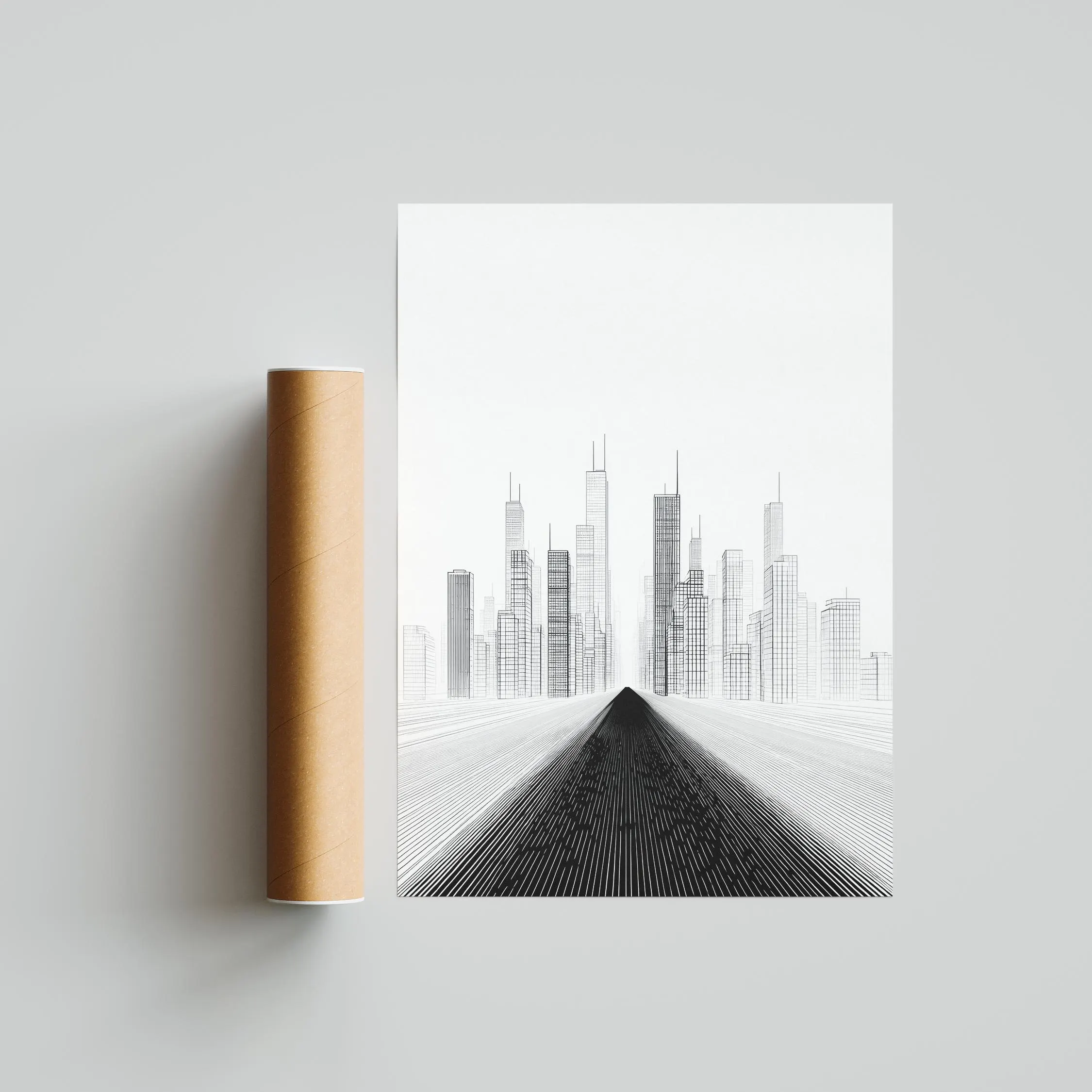Minimalist Cityscape Line Art Print, Black and White Architecture – Calm Wall Art by Artsify thumbnail 2