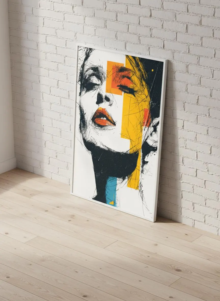 Abstract Face Art Print, Modern Geometric Portrait, Minimalist Home Decor – Calm Wall Art by Artsify thumbnail 4