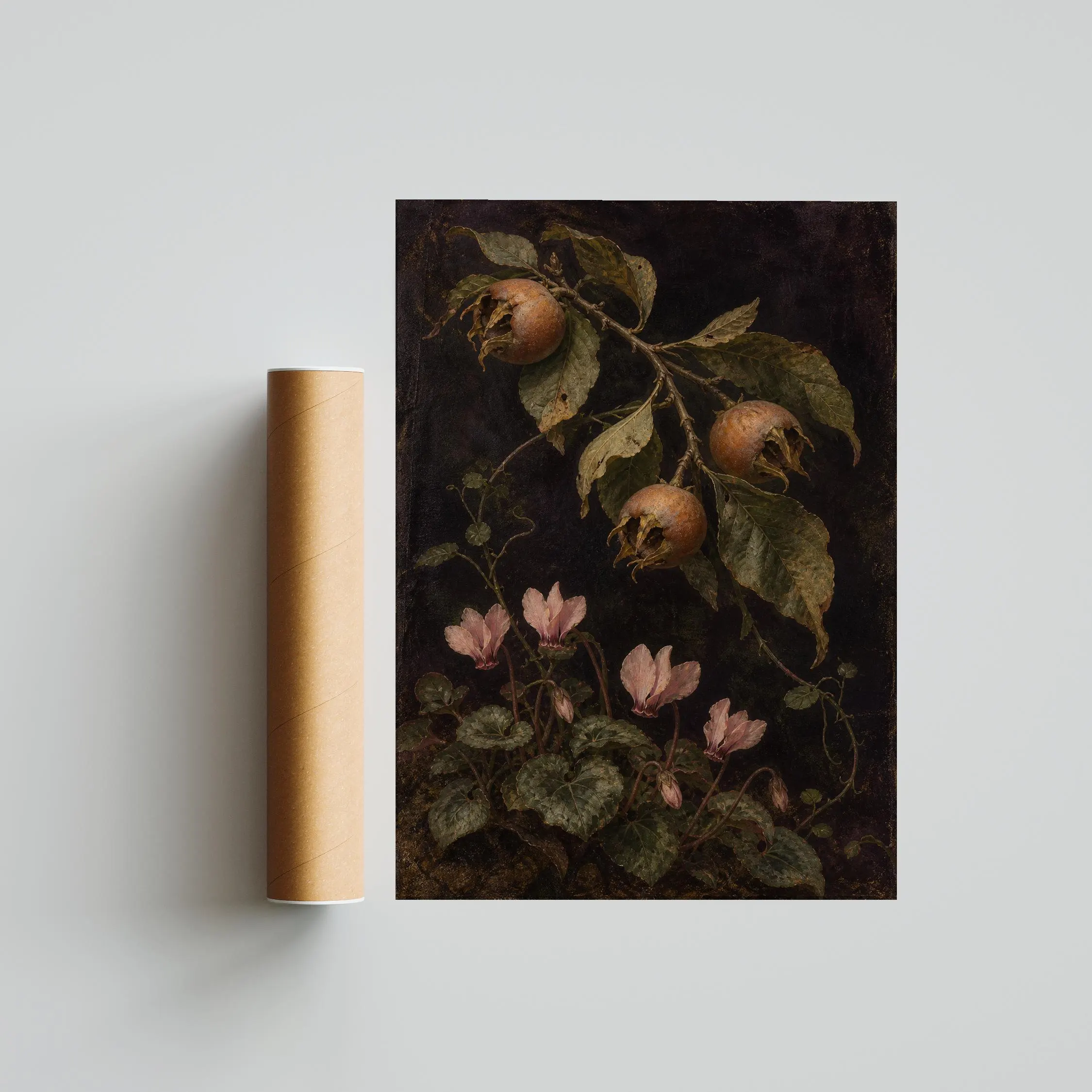 Medlar Fruit Wall Art, Vintage Botanical Oil Painting, Moody Country Kitchen Decor – Calm Wall Art by Artsify thumbnail 5
