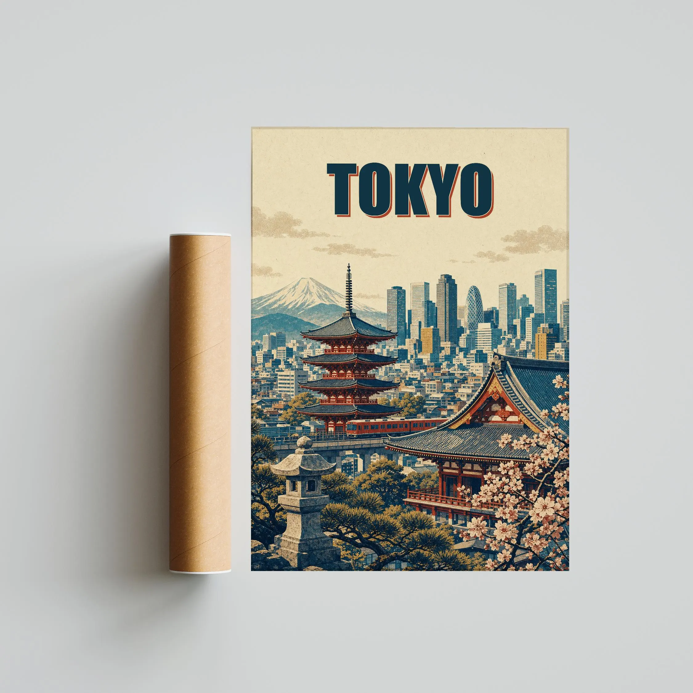 Tokyo Travel Poster Print, Vintage Skyline Wall Art, Bold Typography Poster, City Name Wall Decor, Housewarming Gift – Calm Wall Art by Artsify thumbnail 5