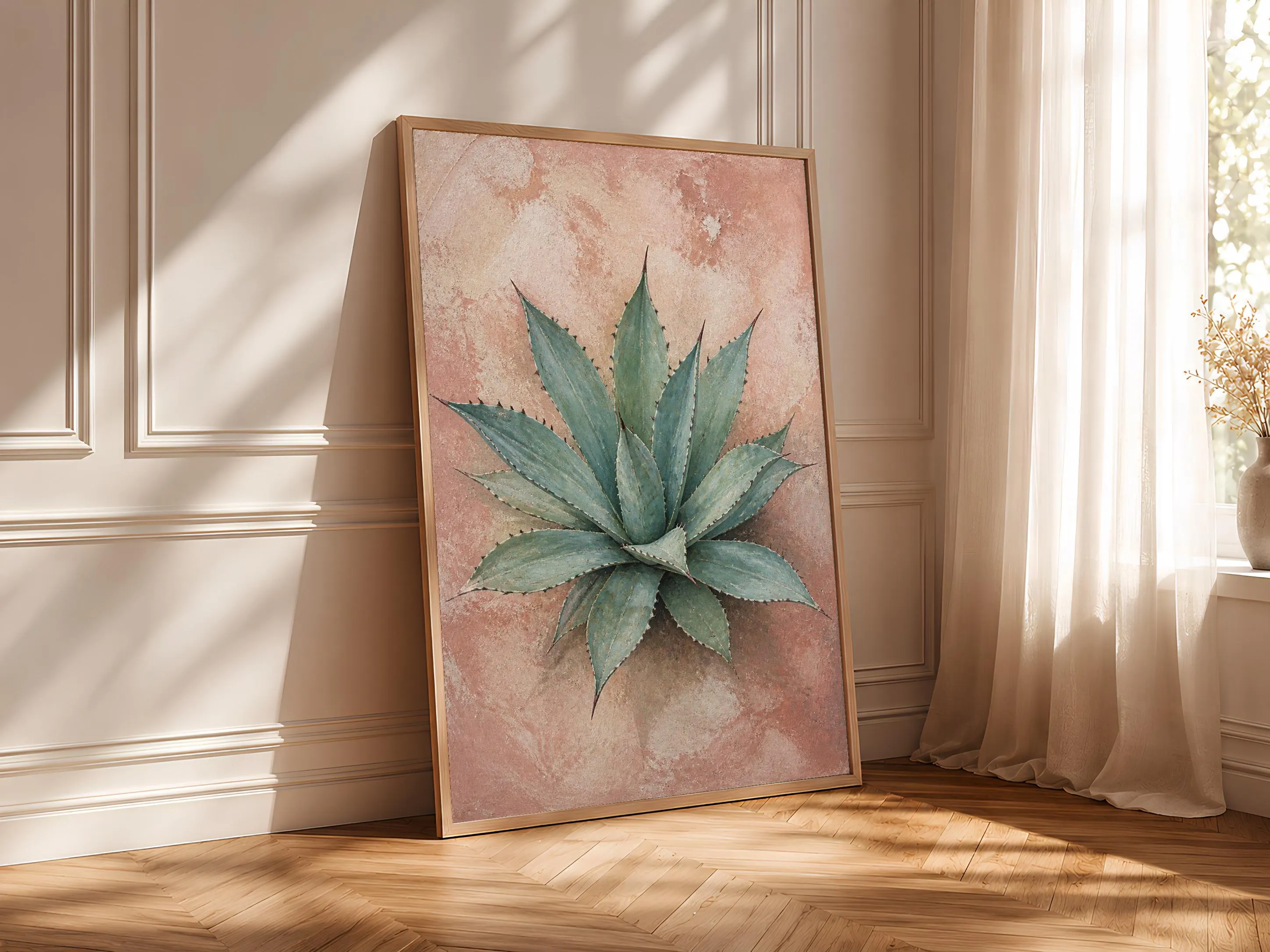 Blue Agave Wall Art, Textured Desert Botanical Painting Print – Calm Wall Art by Artsify thumbnail 4