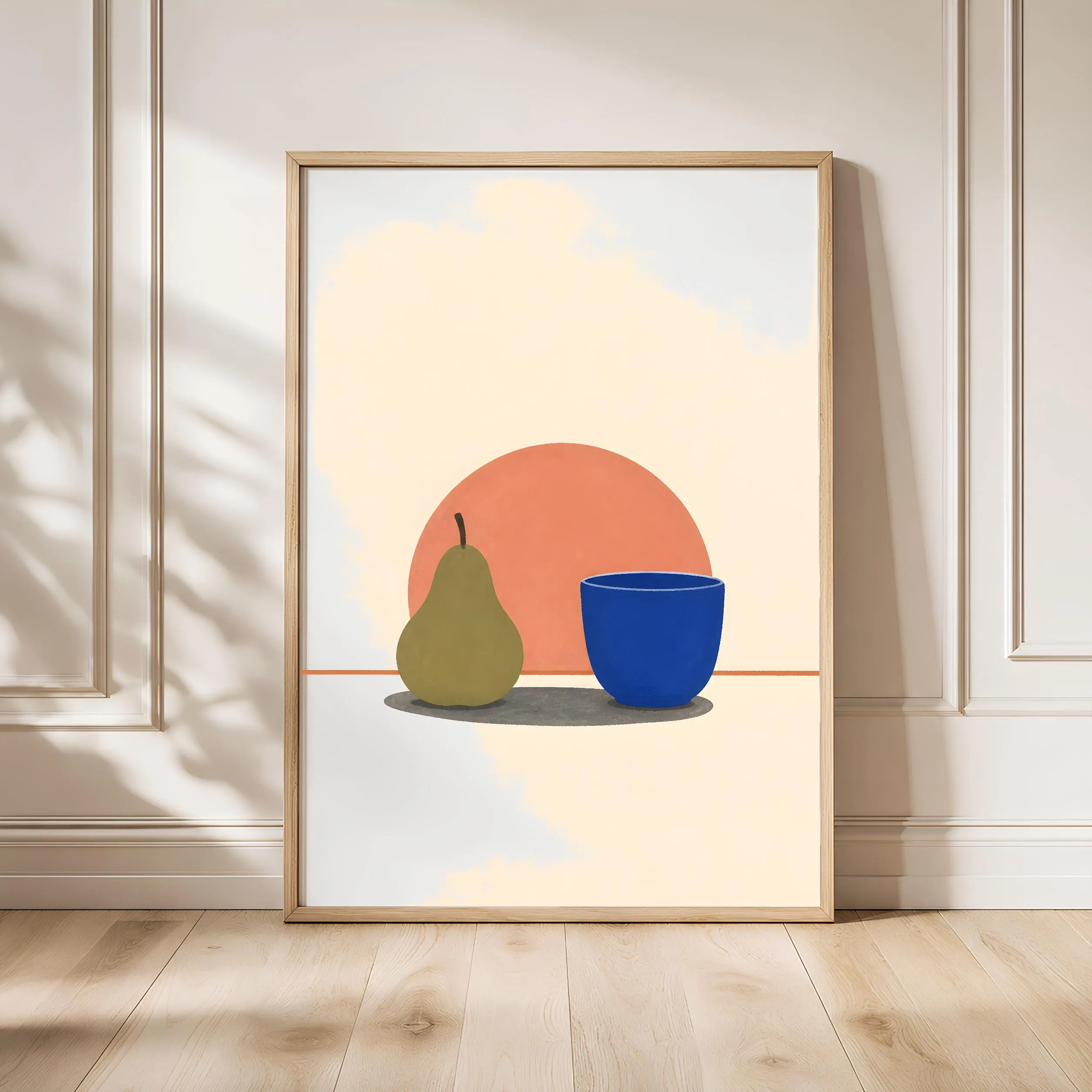 Minimalist Still Life Print, Pear and Cup Kitchen Wall Art, Scandinavian Poster, Simple Modern Decor, Housewarming Gift – Calm Wall Art by Artsify