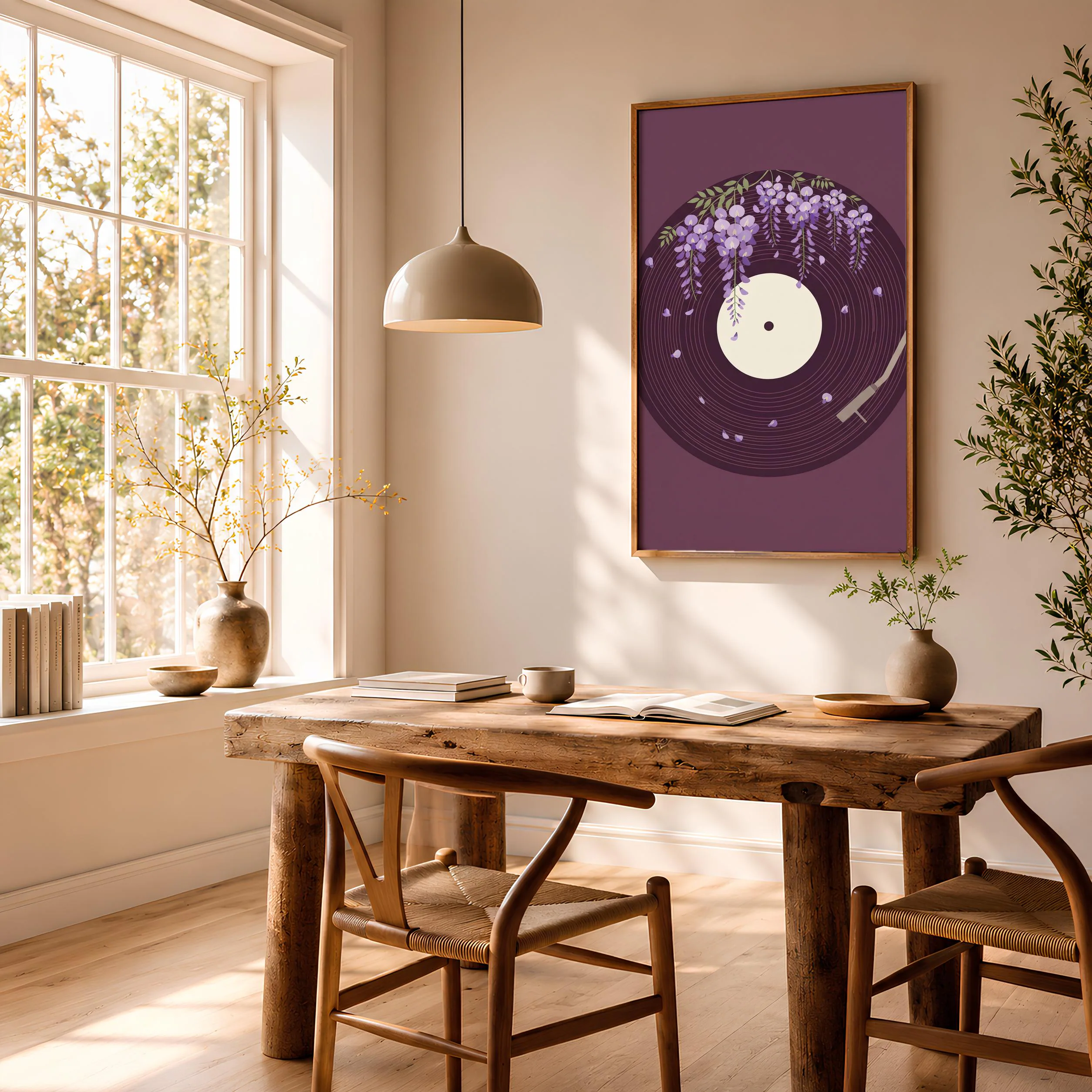 Wisteria Vinyl Record Print, Japanese Flower Music Poster, Lavender Wall Art, Housewarming Gift – Calm Wall Art by Artsify thumbnail 2