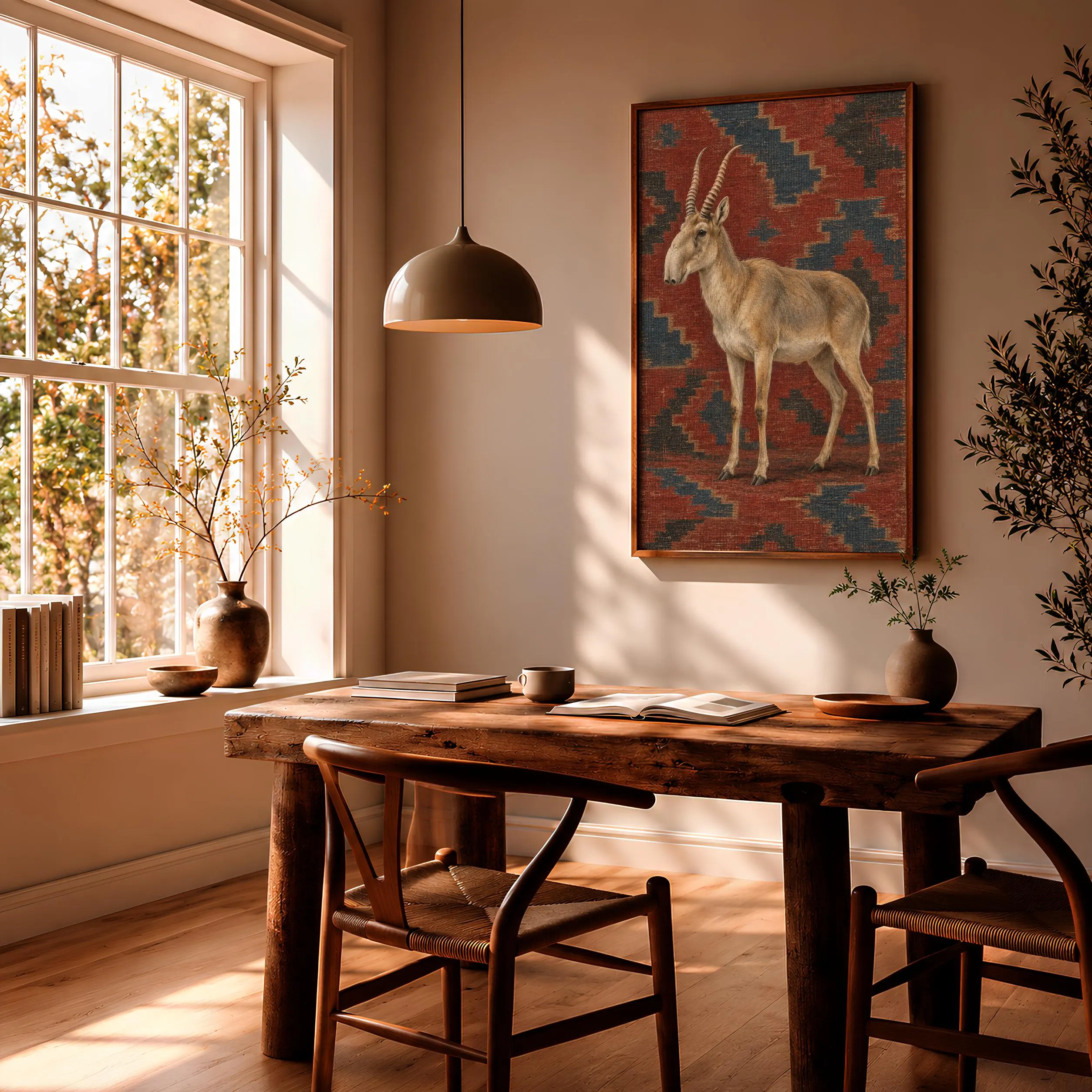 Saiga Antelope Wall Art, Vintage Kilim Wildlife Painting – Calm Wall Art by Artsify thumbnail 2